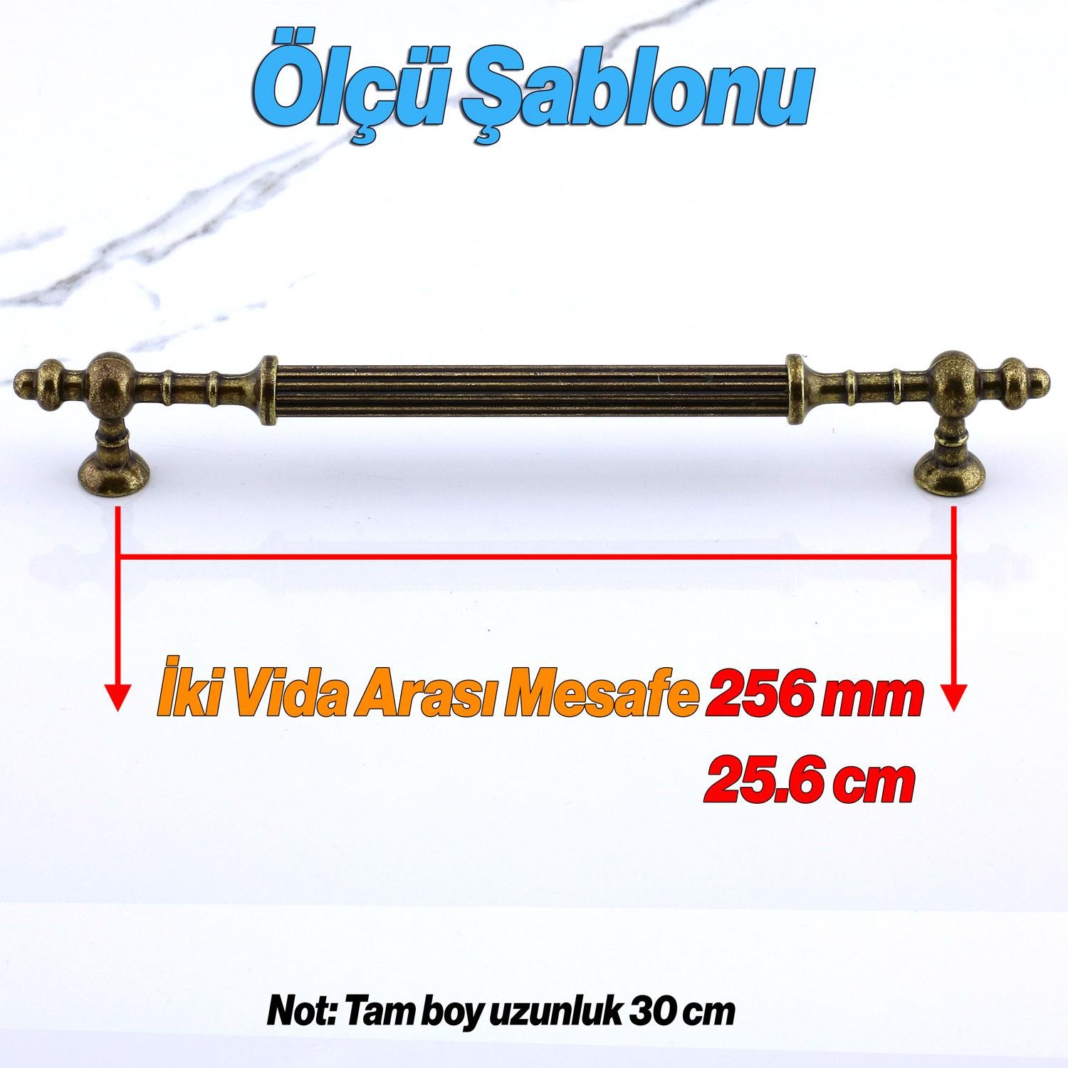Kader Eskitme Antik Sarı Metal Kulp 256 mm - 25.6 cm Mobilya Mutfak Dolabı Dolap Kulpları Çekme Kulbu