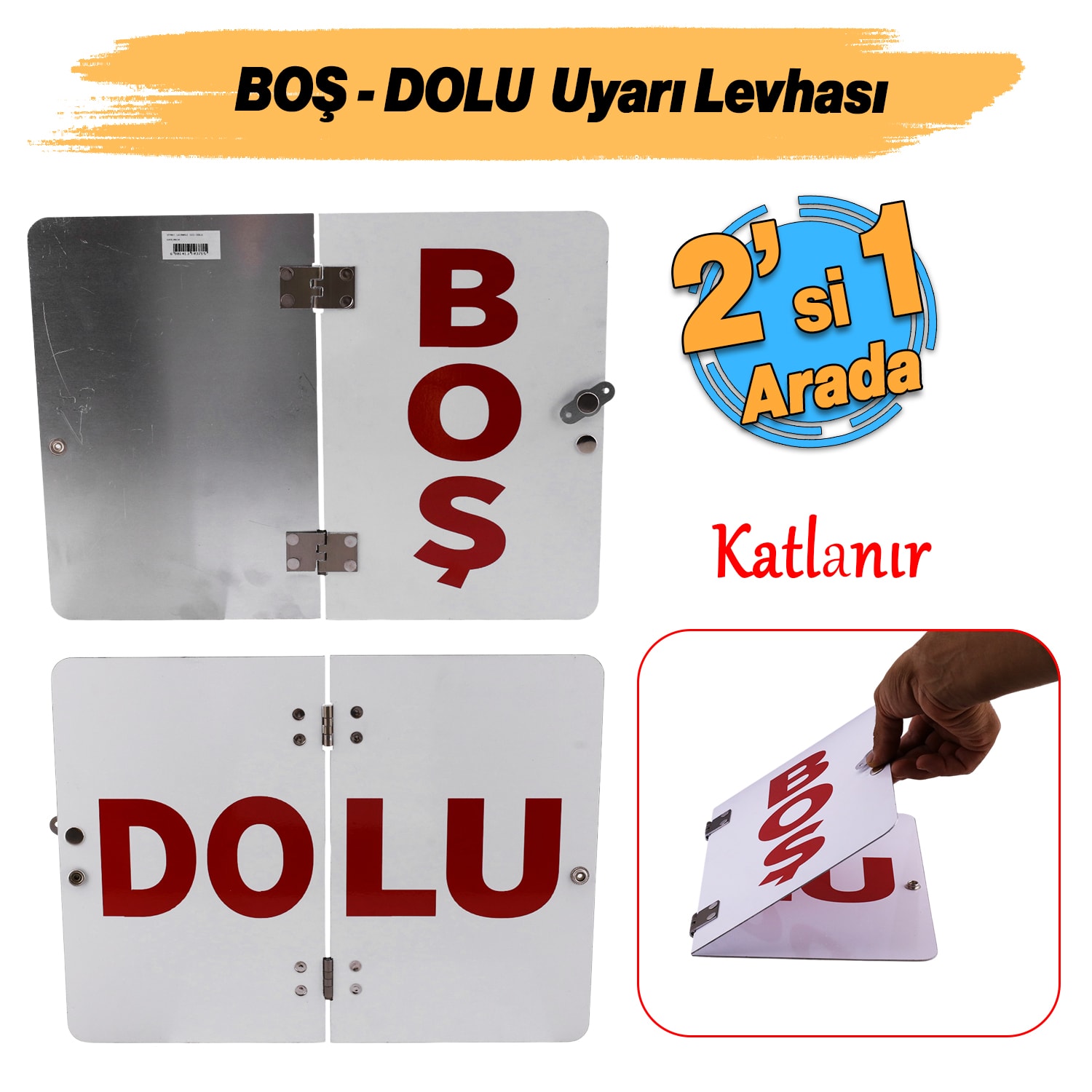 ADR Metal BOŞ- DOLU Uyarı Levhası 40x30 cm Reflektörlü Parlayan Katlanır Uyarı Levha 1 Adet