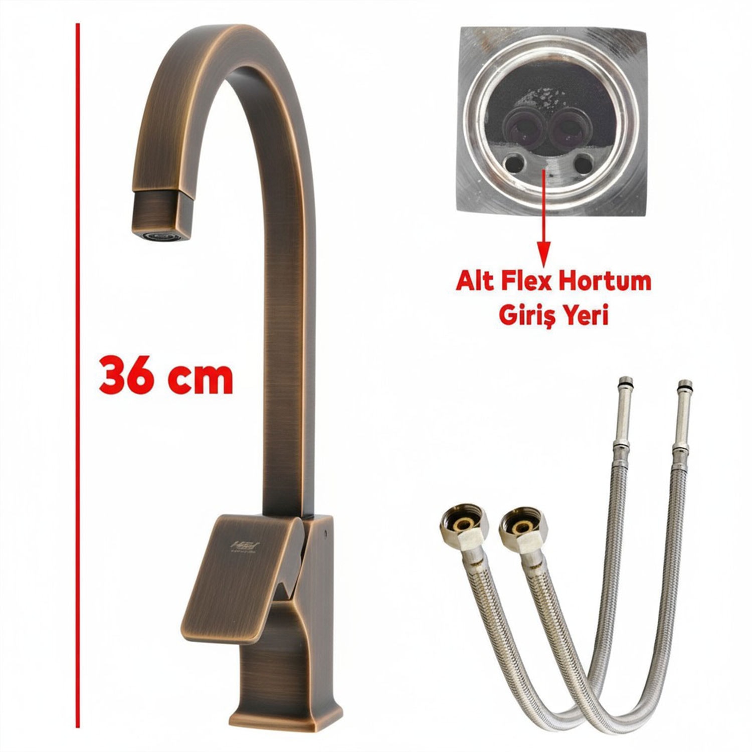 Premium Şık Bronz Özel Uzun Kuğu Evye Bataryası Yüksek Modern Tasarım Mutfak Lavabo Musluğu
