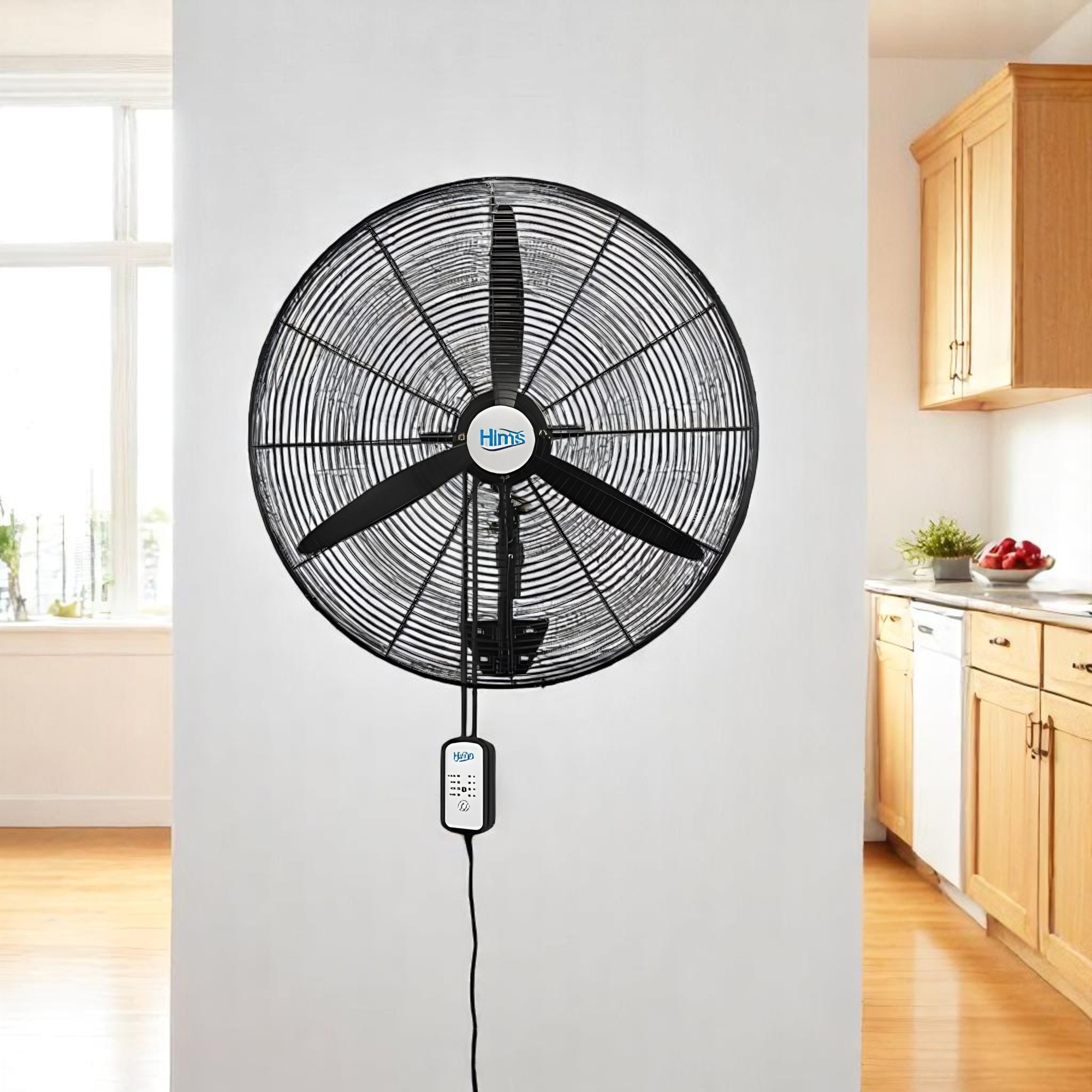 Sanayi Tipi Kumandalı 75 cm 210W Duvar Vantilatörü Endüstriyel Sessiz Duvara Monte Zincirli Fan