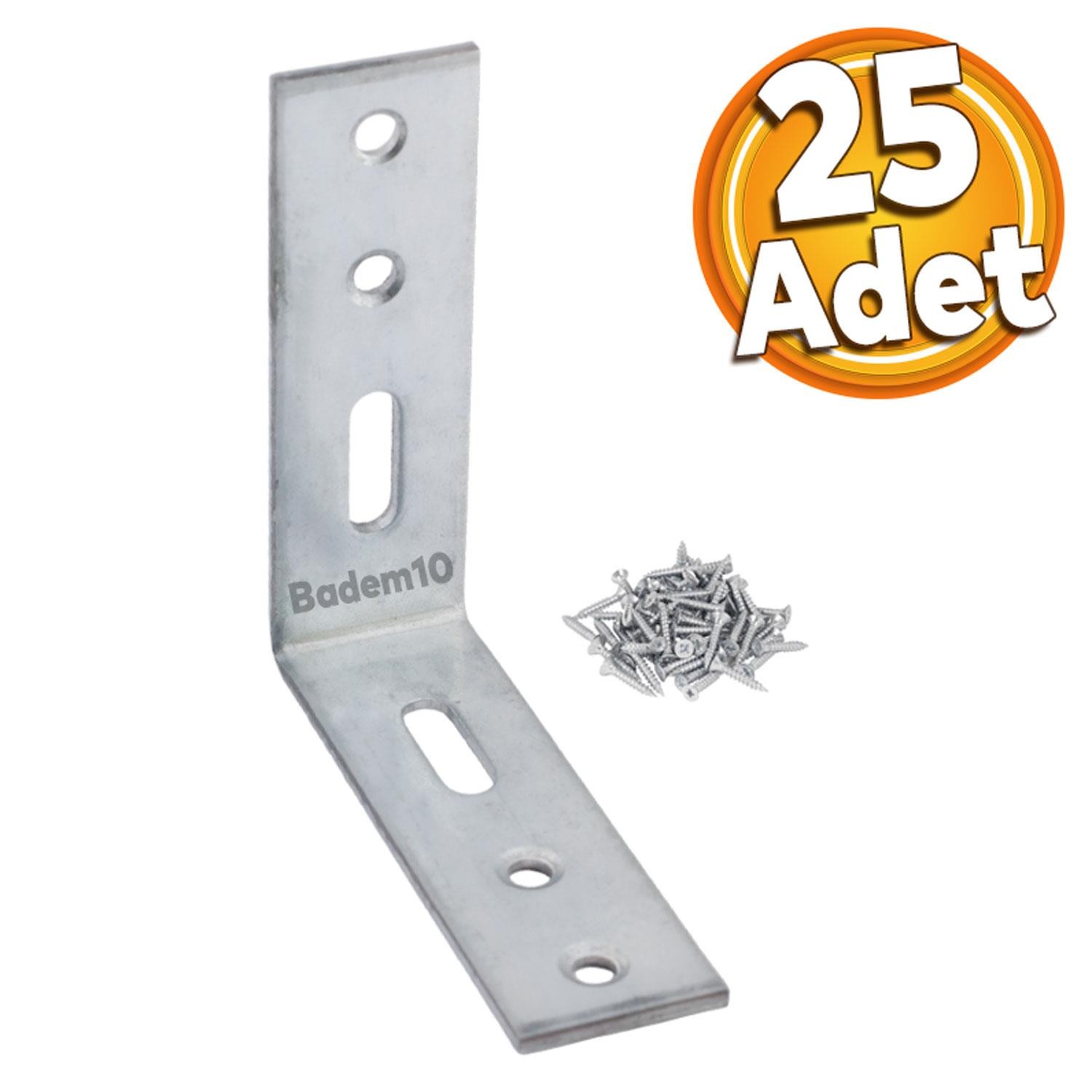 Mobilya Eşya Dolap Duvara Sabitleme Köşebent Bağlantı Aparatı L Demiri Gönye 65x65x20 Mm (25 ADET)