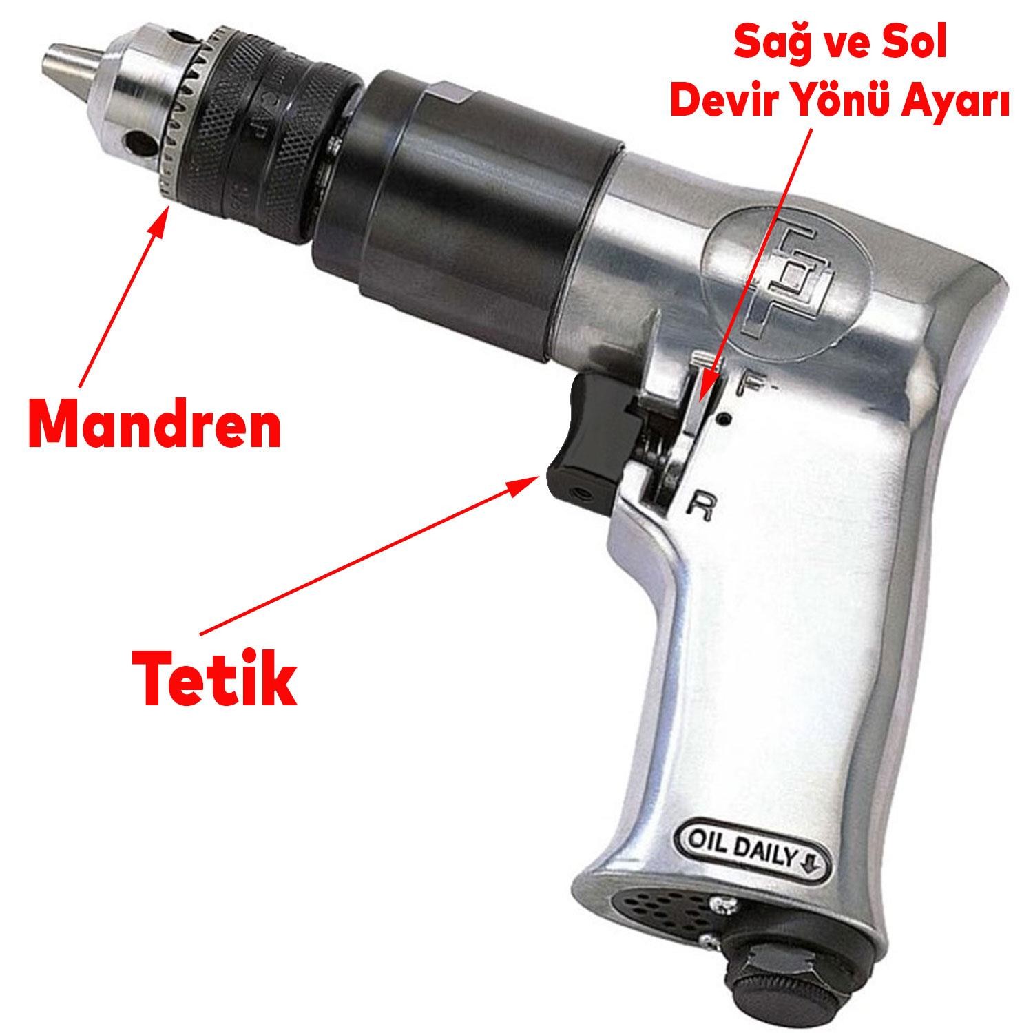 Gison GP840S Havalı Kabzalı Matkap 3/8" Sağ Sol Devir Yönü