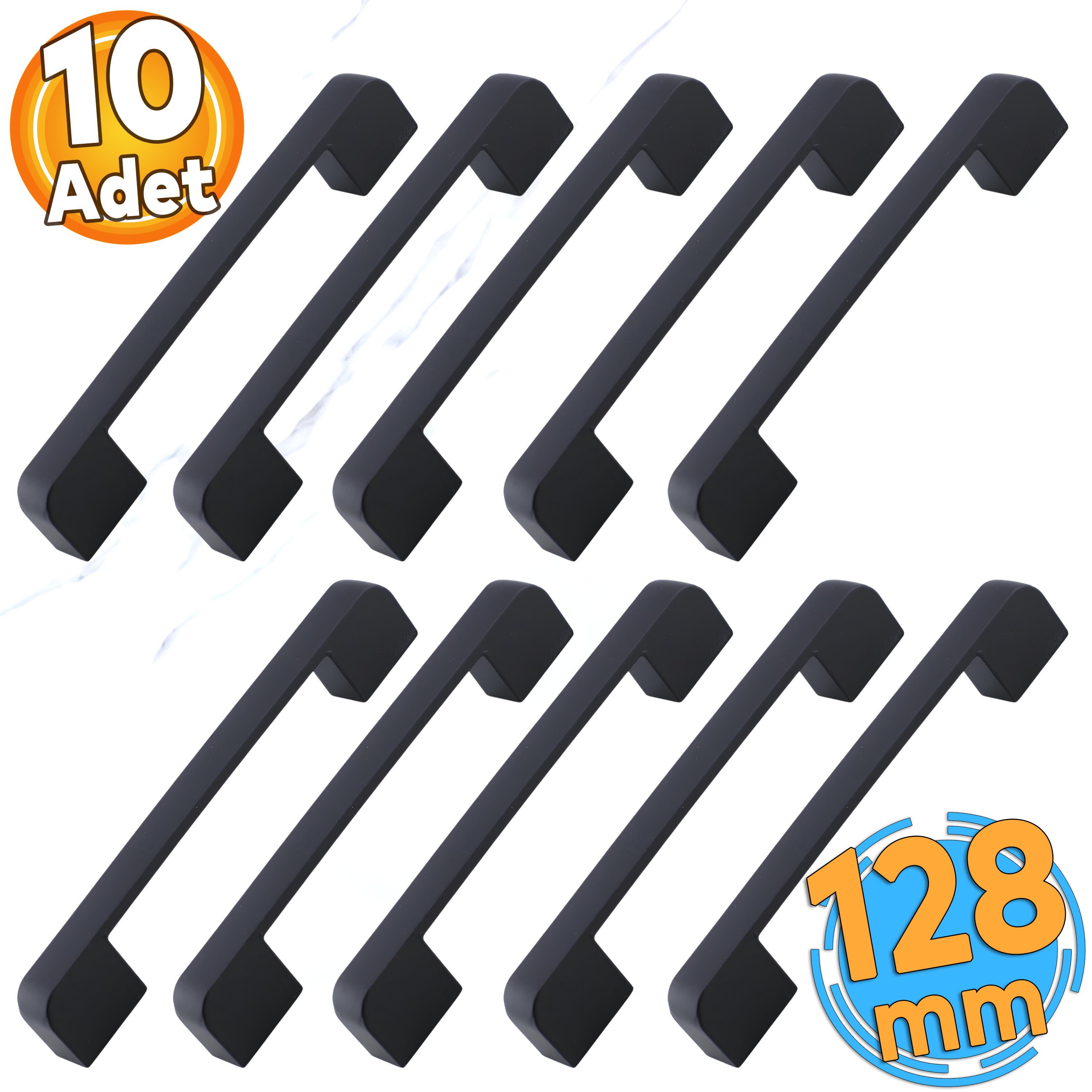 10 Adet Radus 128 mm - 12.8 cm Siyah Metal Mobilya Çekmece Mutfak Dolabı Dolap Kulpları Kulbu Kulpu