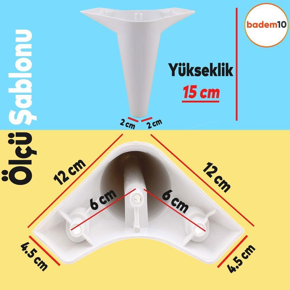 Aspen 12'li Set Mobilya Kanepe Koltuk Tv Ünitesi Baza Ayağı Ayakları Destek 15 Cm Robot Süpürge