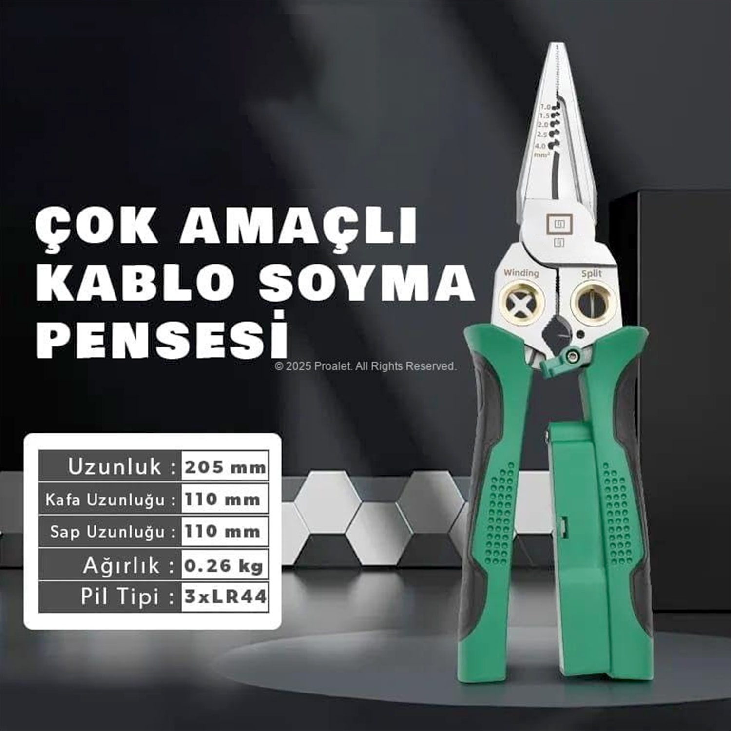 Çok Amaçlı Kablo Soyma Pensesi 6 Fonksiyonlu Elektrikçi Pense Tel Kesme Sıyırma Bükme Ayırma