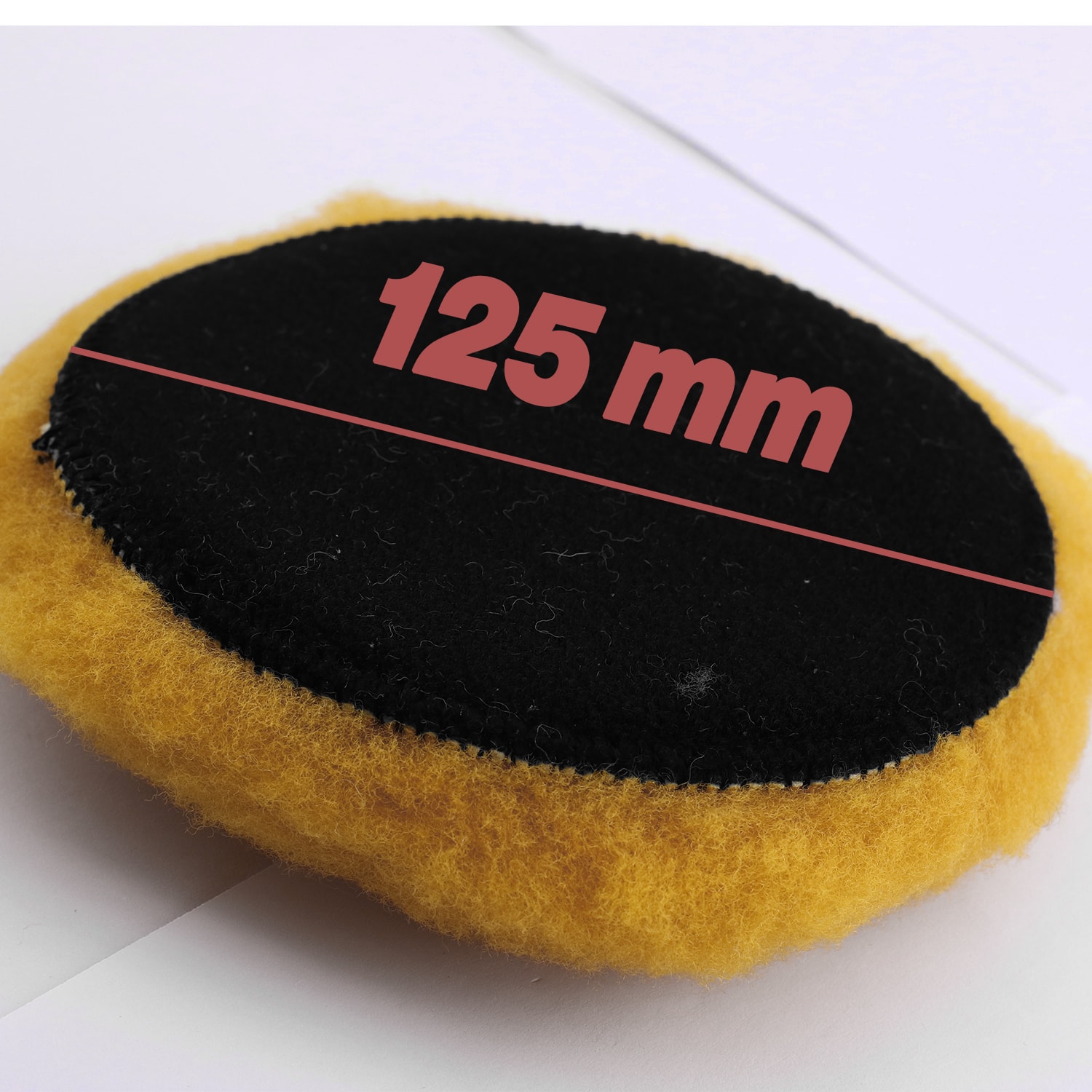 Sarı Renk (1 Adet) Orta Sert Koyun Kuzu Postu Pedi Ø 125 mm Pasta Cila Polisaj Cırt Tabanlı Yün