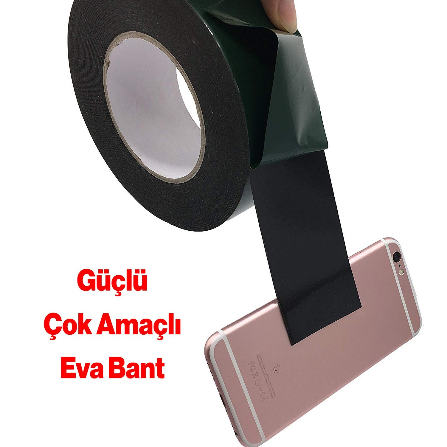 Çift Taraflı Köpük Sünger Bant Eva Montaj Bandı Siyah 50 mm x 10 Metre Etil Vinil Asetat 1 Adet