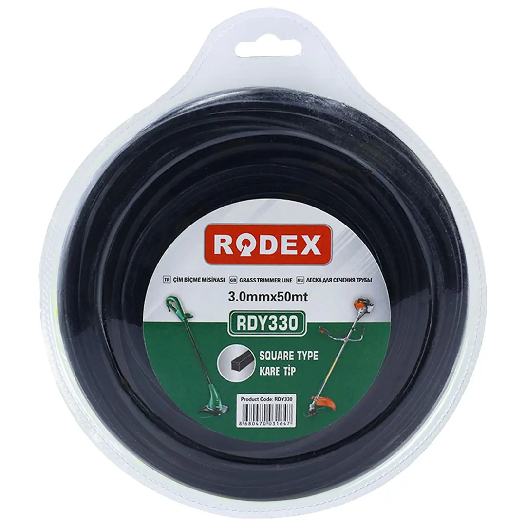 Rodex RDY330 Misina Motorlu Tırpan Kare Misina 3 mm 50 Metre Çim