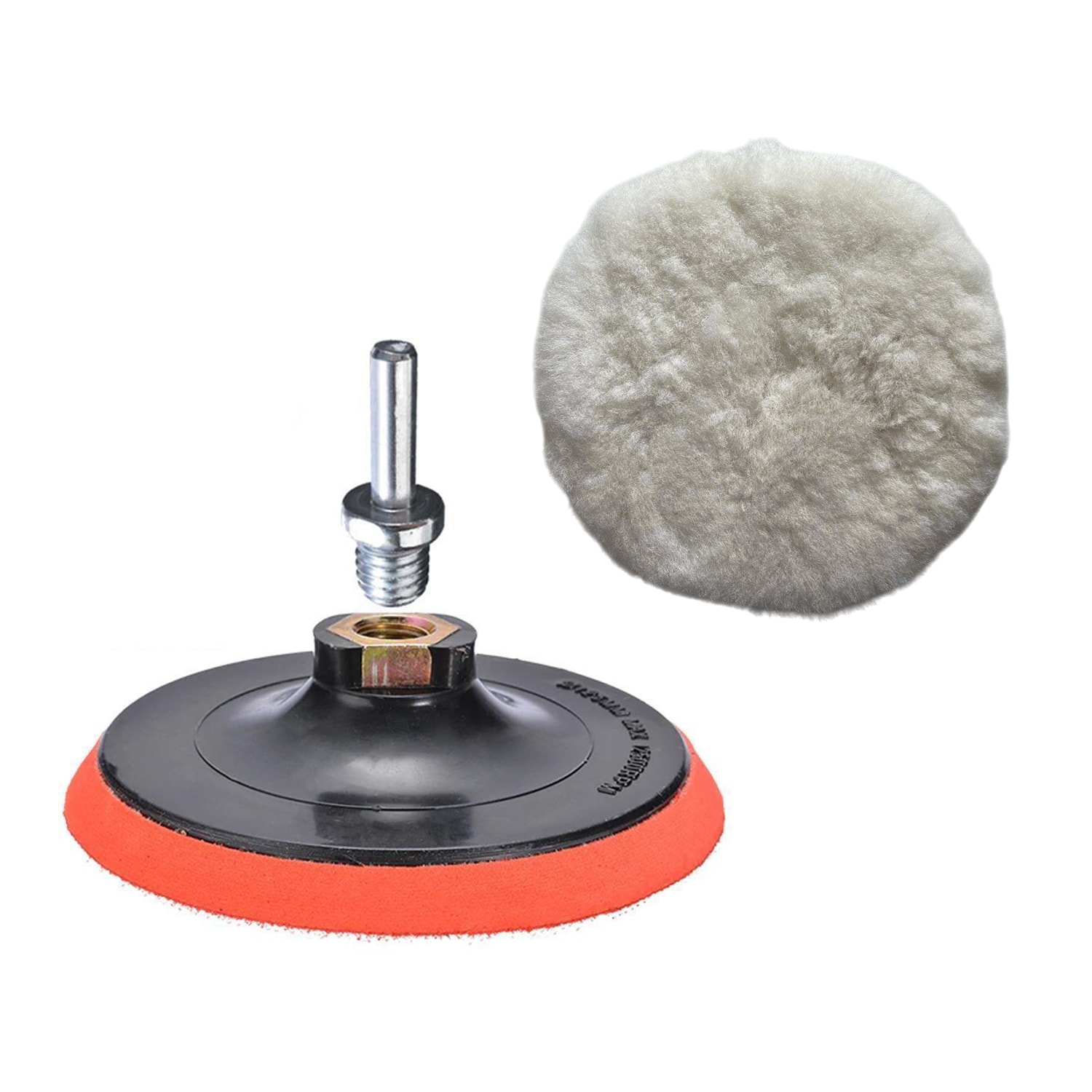 ( 3'lü Set) Koyun Postu Pedi Ø 125 mm + Cırt Taban + M14 Pasta Cila Polisaj Kuzu Postu Yünü Keçesi