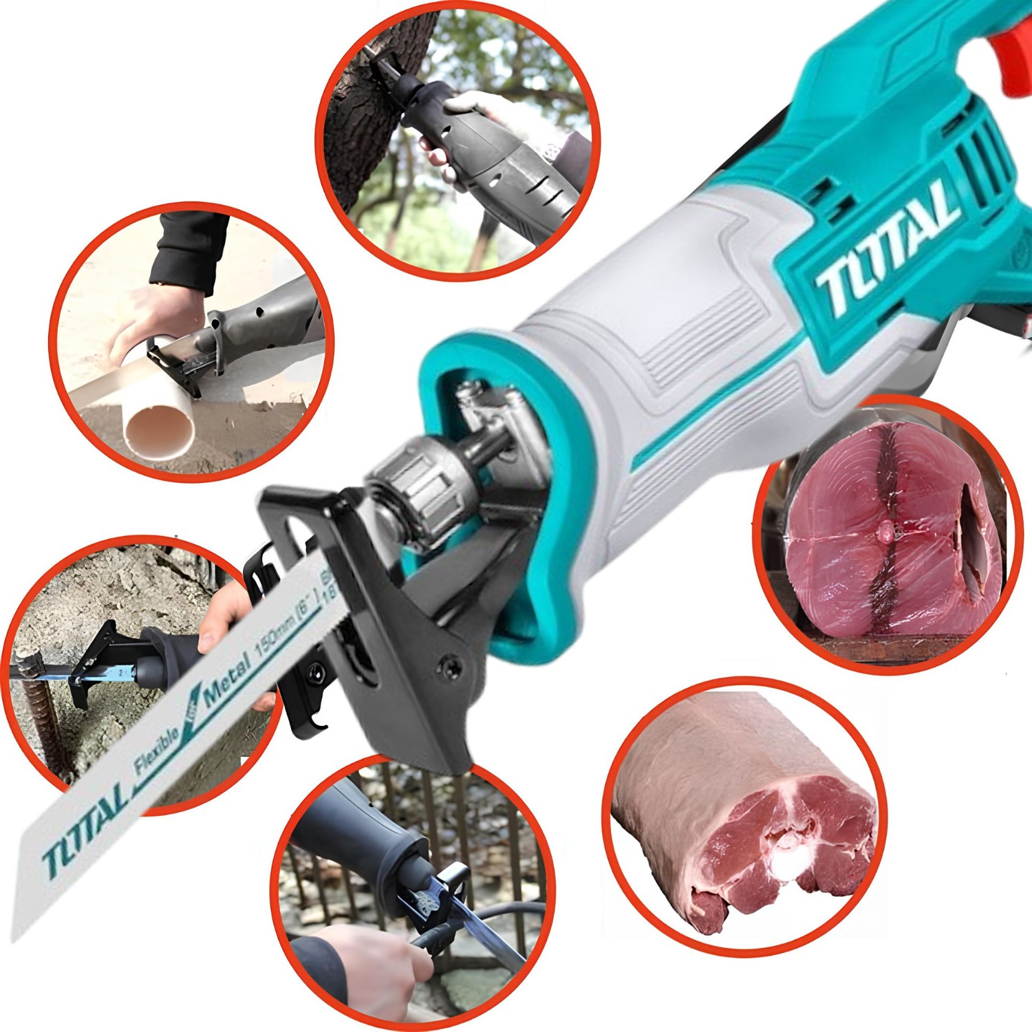 Total Şarjlı Akülü Tilki kuyruğu Testere Ahşap Metal Kemik Kesme 20 Volt 2.0 Ah 110 mm TRSLI11521 