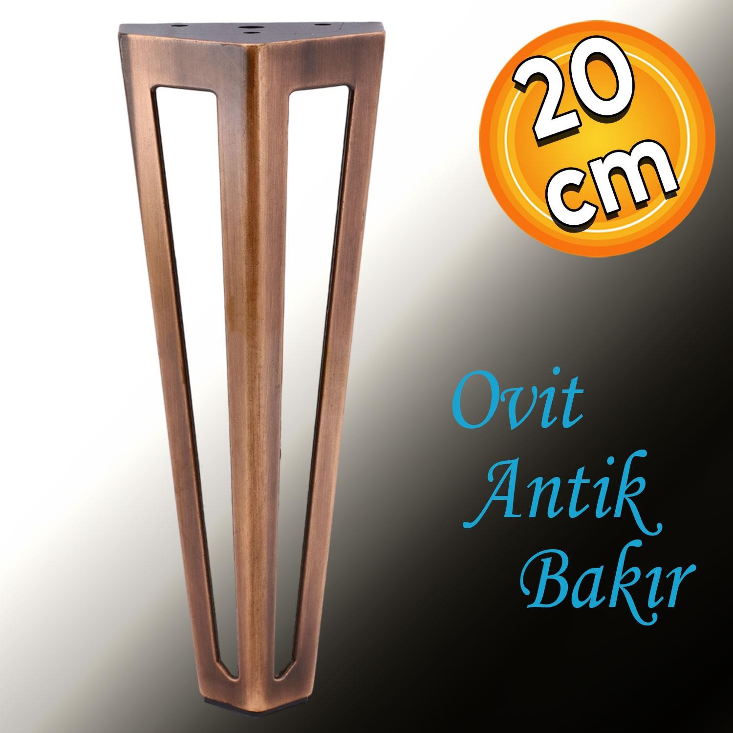 Ovit Ünite Mobilya Koltuk Konsol Tv Masa Ayağı Metal Ayakları 20 Cm Antik Bakır