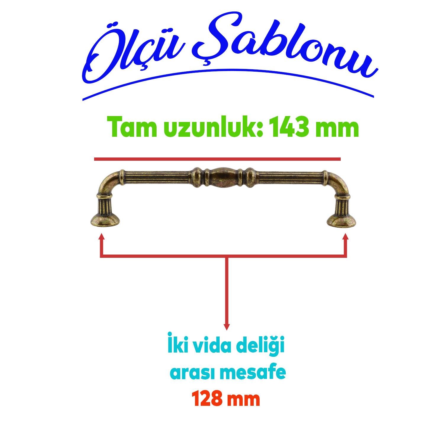 Metax Buket Mobilya Mutfak Dolabı Çekmece Dolap Kapak Kulpu Kulbu Antik Sarı 128 mm Metal Kulp