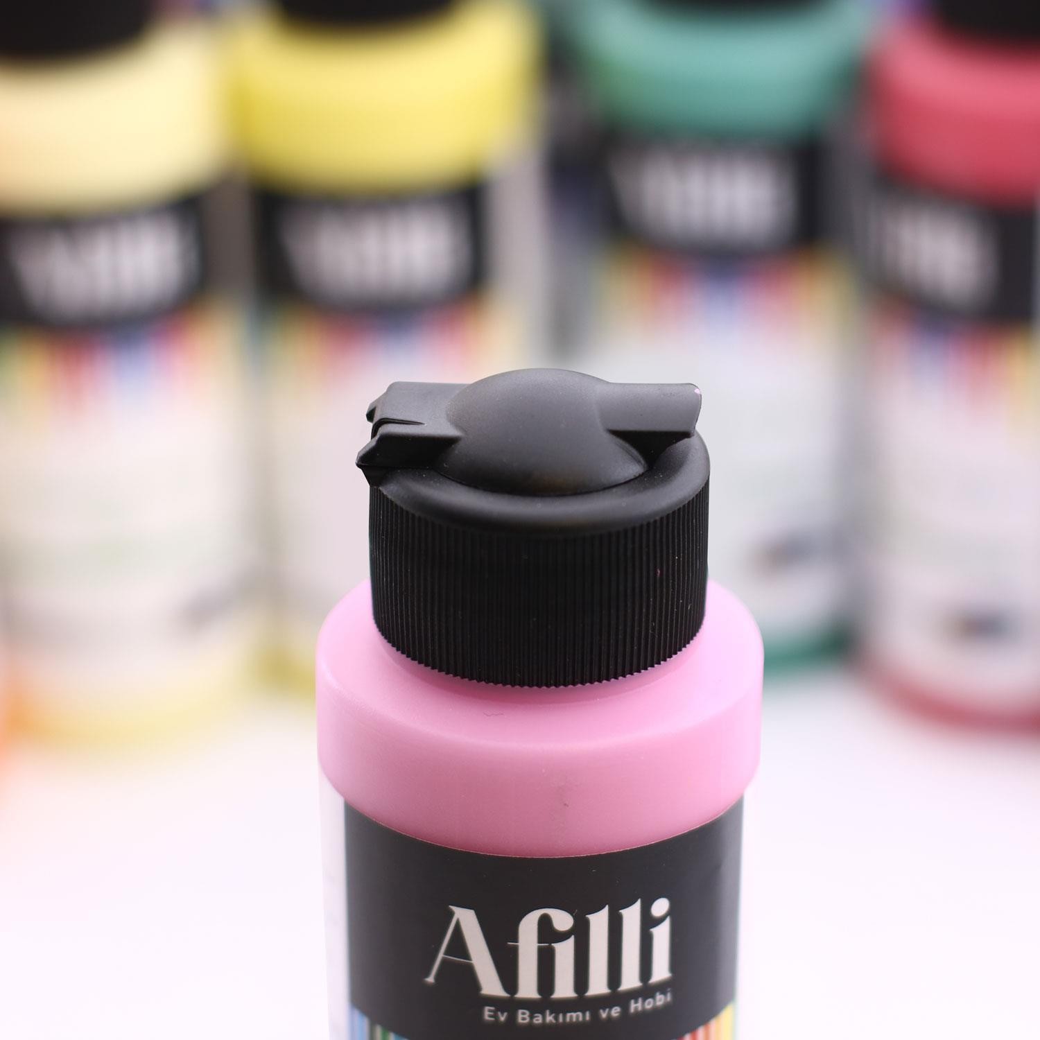 Afilli Su Bazlı Saf Akrilik Boya Pastel Hobi Boyası Ev Bakım Canlı Renkler 120 ml