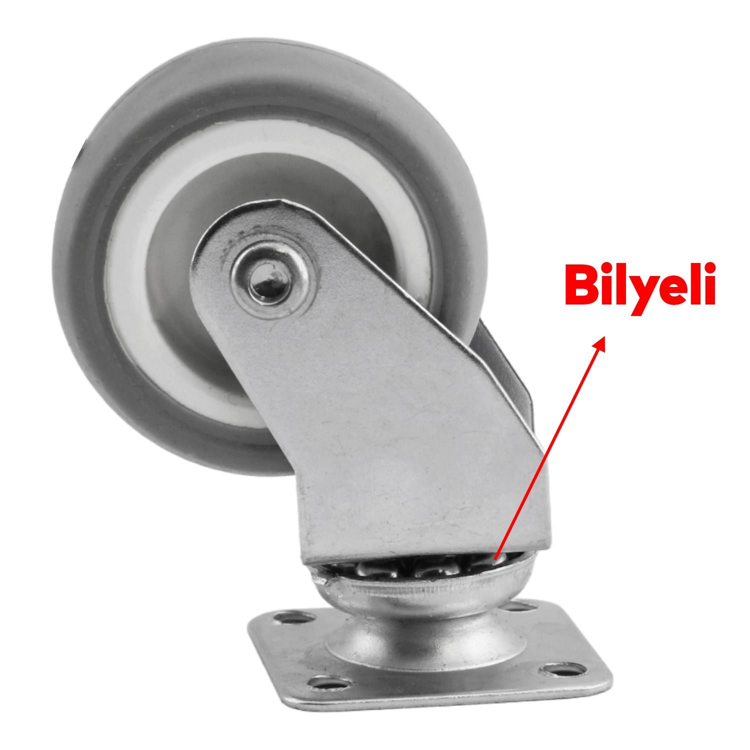 Mobilya Ofis Koltuk Tekeri Vidalı Yük Taşıma Alışveriş Sepeti Tablalı Teker 50 MM x 20 mm GRİ