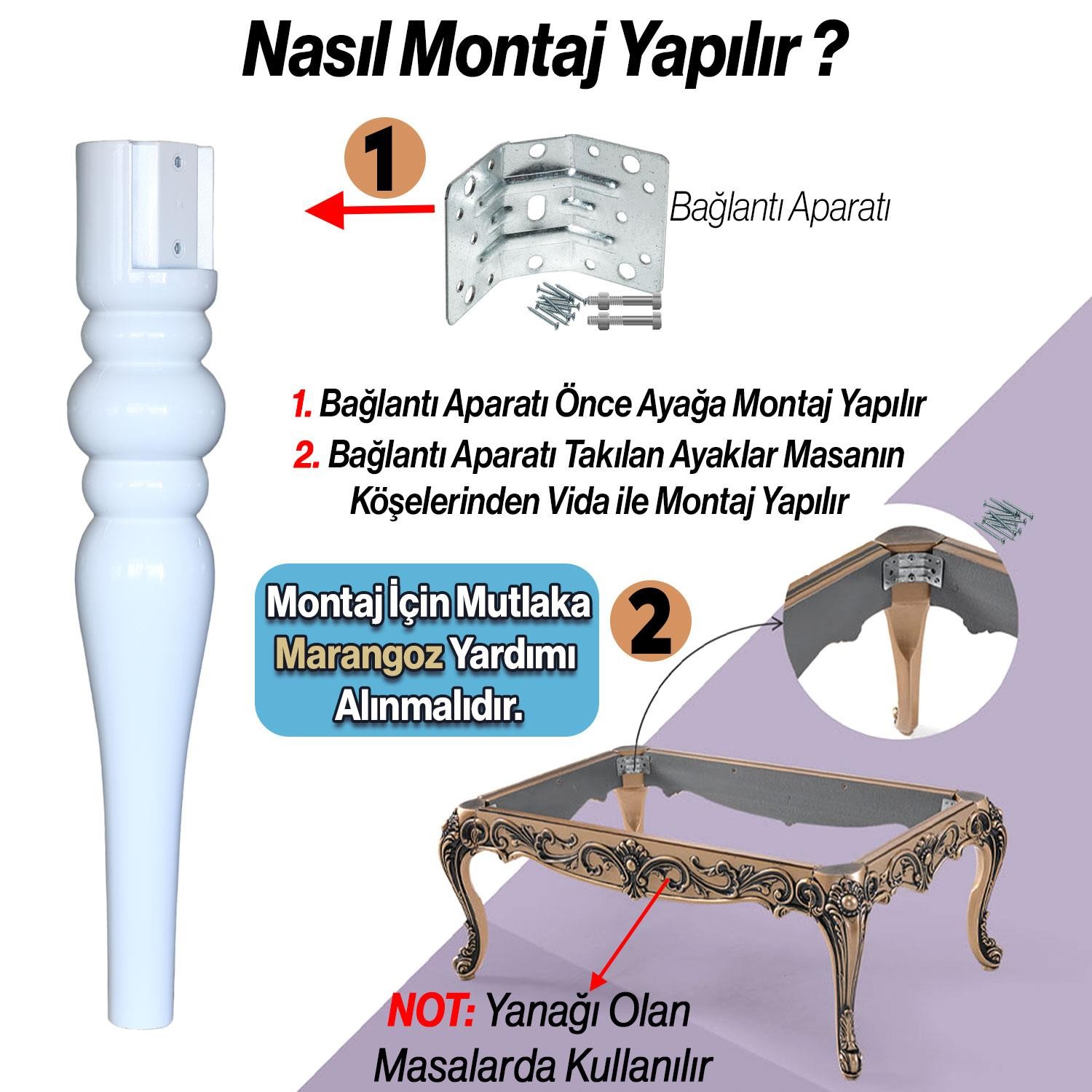 4 Adet Marina Masa Dresuar Ayağı 72 cm Plastik Ayak Beyaz Mutfak Yemek Masası Mobilya Ayakları