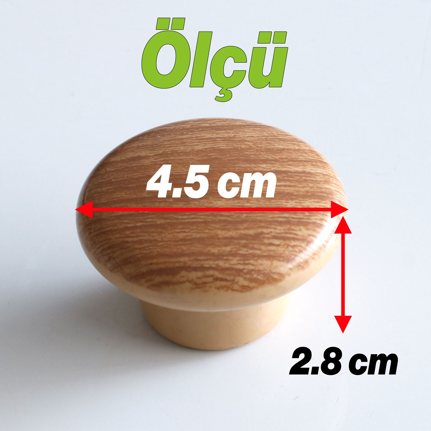 Bohem Düğme Kulp Açık Ceviz Renk 10 ADET Mobilya Mutfak Dolap Dolabı Çekmece Kulpu Kulbu Plastik