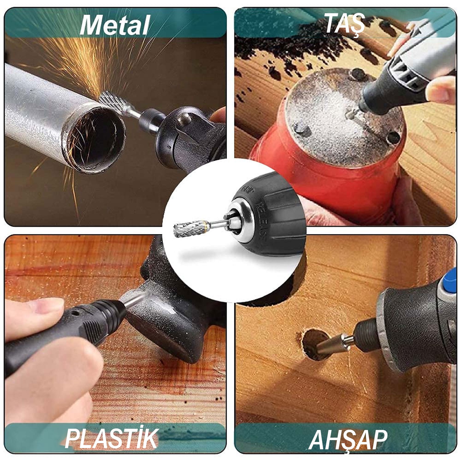 Freze Uç H Tipi Törpü Kalıpçı Metal Demir Ahşap Plastik Taş Oyma Makinesi Ucu Matkap Uyumlu