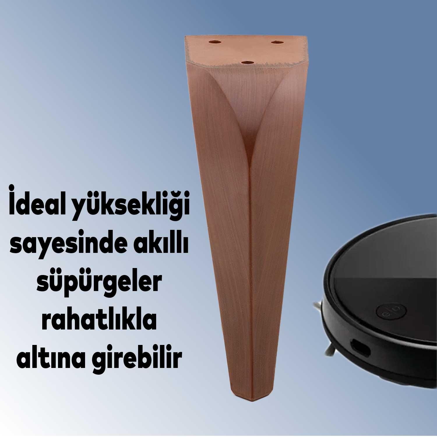 Harvey Lüks Mobilya Kanepe Tv Ünitesi Koltuk Ayağı 15 Cm Kahverengi Ahşap Desenli Baza Ayakları