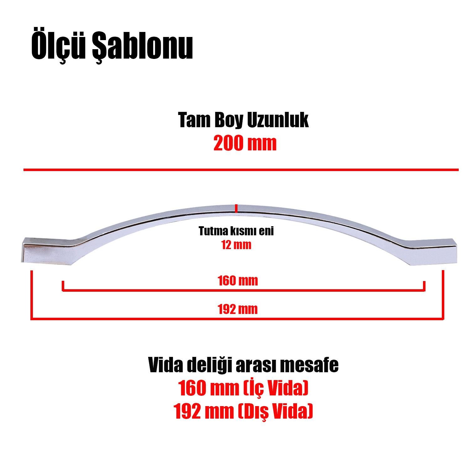 Kartaca Mobilya Çekmece Mutfak Dolap Dolabı Kapak Kulpu Kulpları Kulbu 160-192 Mm Metal Kulp