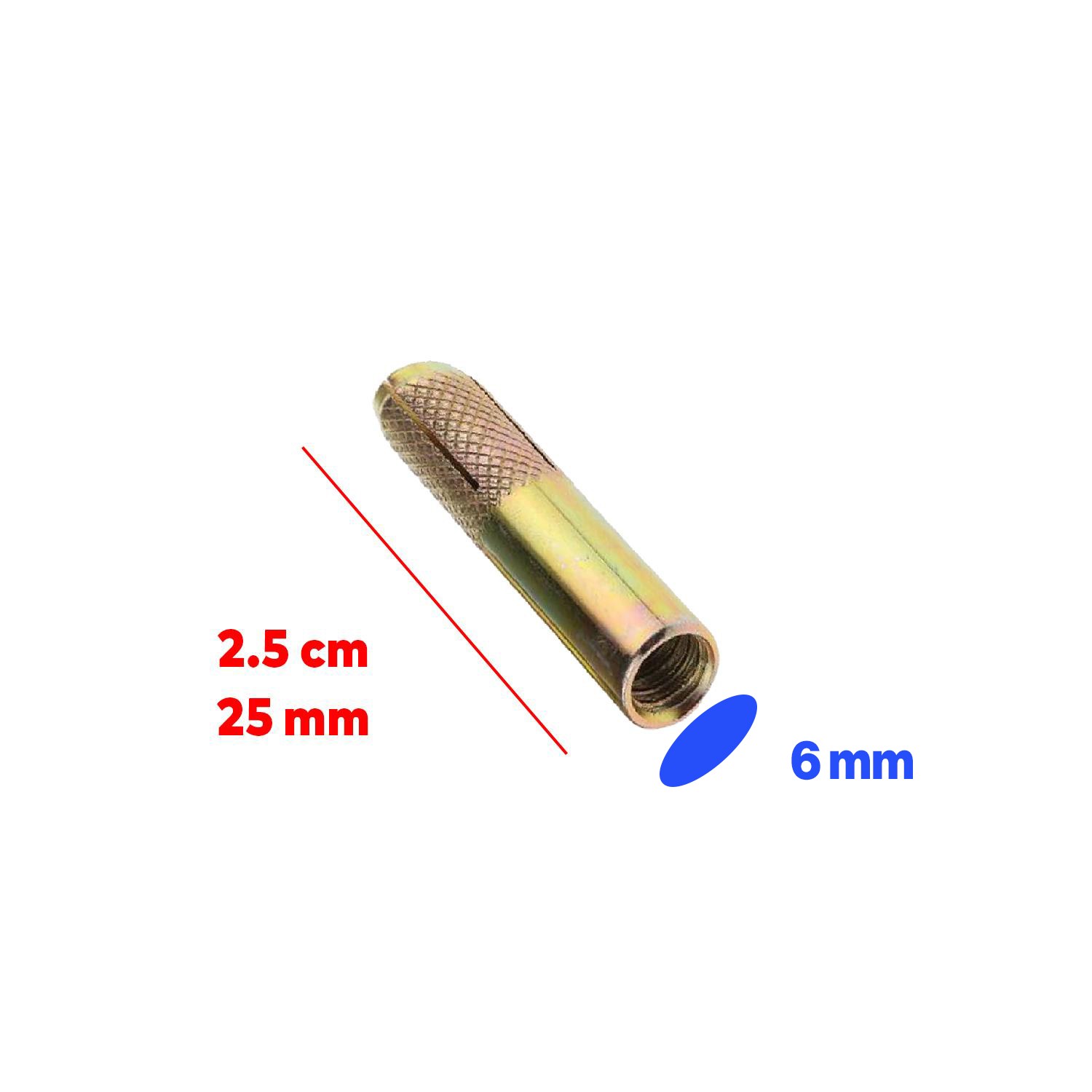 Çakma Çelik Dübel İç Dişli M6x25 mm Çanak Anten Raf Montaj Bağlantı Monte Asma Aparat 8 Adet