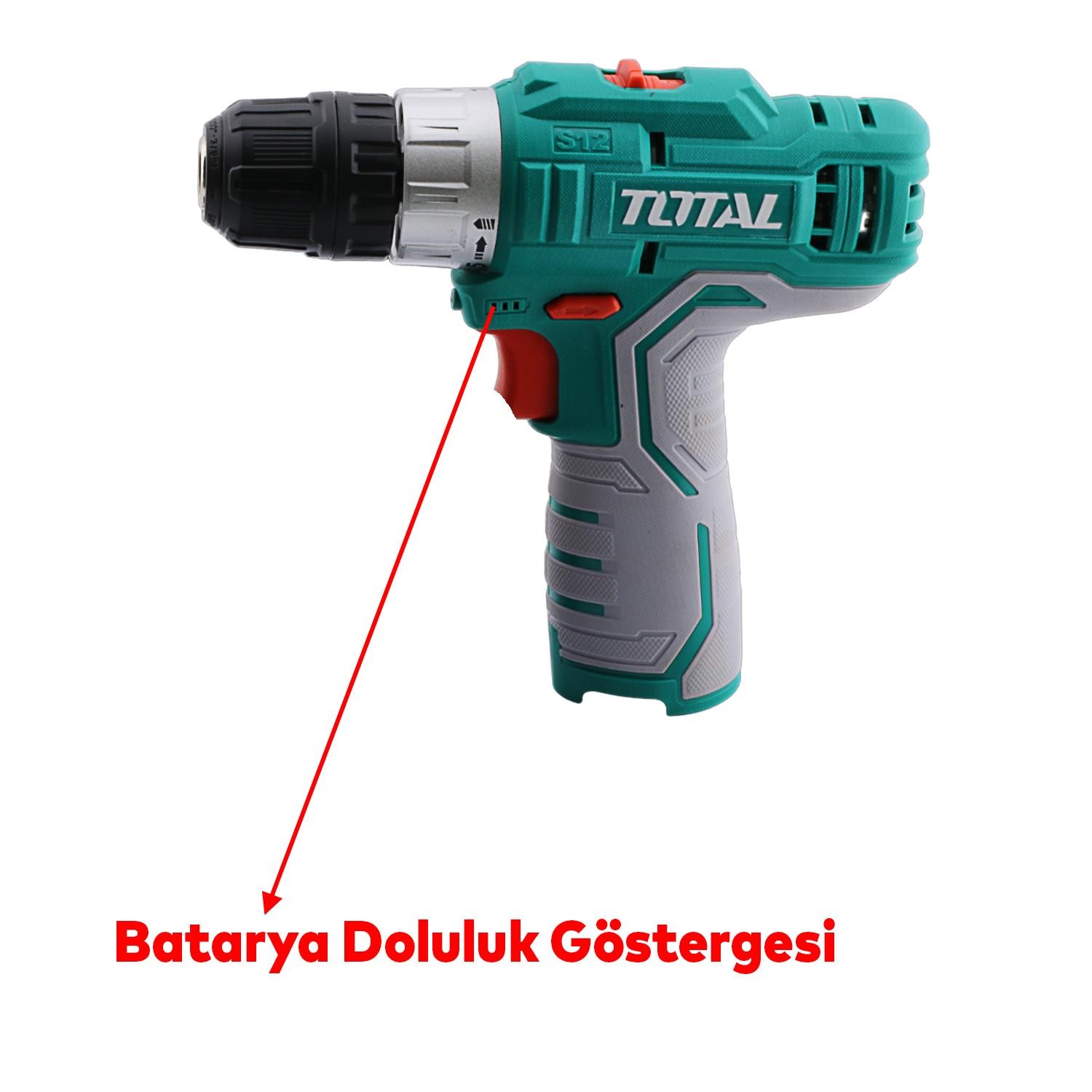 Çift Akülü Li-ion Batarya 12V Çift Vitesli 1500 mAh Led Işıklı Darbesiz Anahtarsız Vidalama TDLI1232E