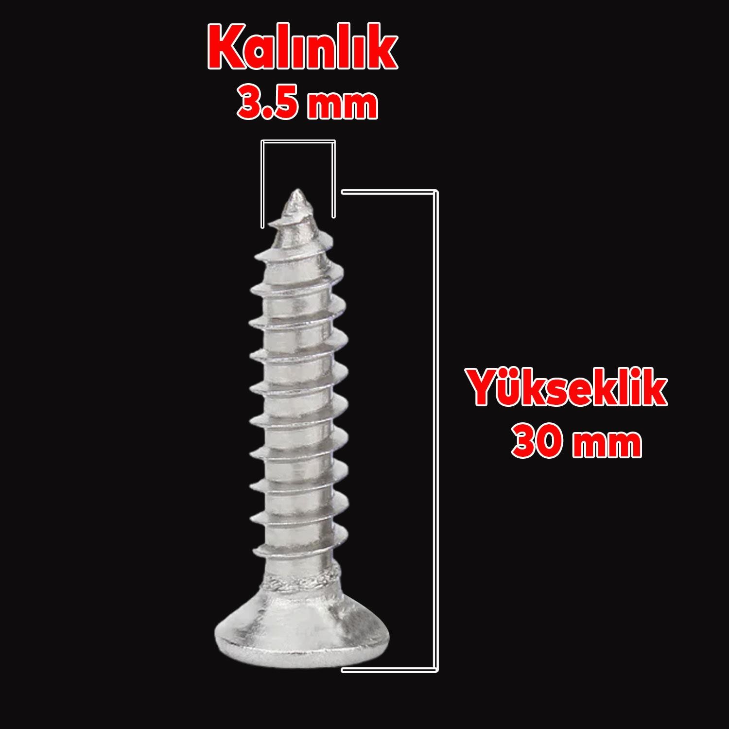 Sunta Vidası 3.5x30 Paket 1000 ADET Sivri Uçlu Ahşap Tahta Ağaç Mobilya Ayak Kulp Vidası