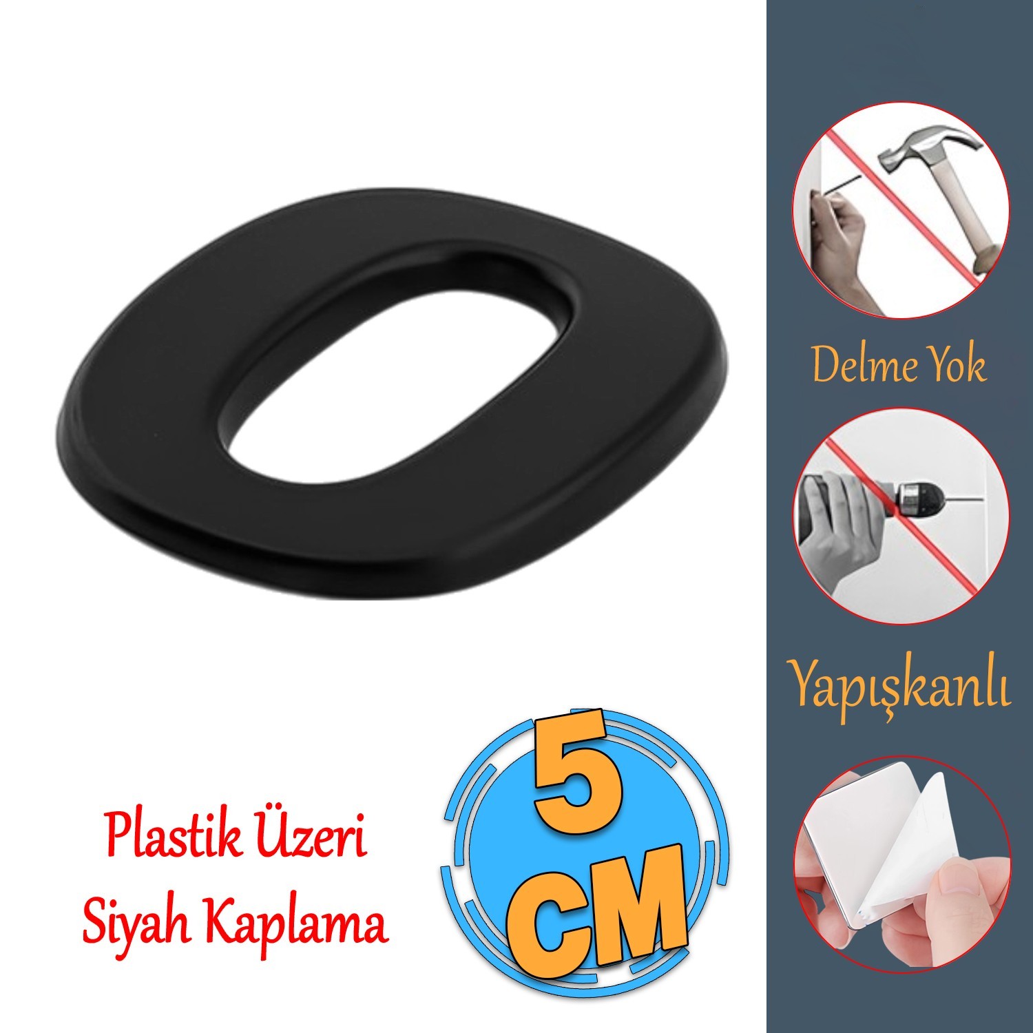 Yapışkanlı Kapı Numarası Küçük Boy 50 mm 5 cm Numara 0 Rakam Sıfır Sayı Siyah Renk Numaralar 1 Adet