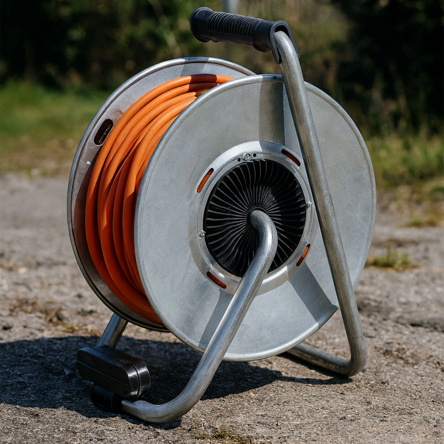 Metal Makaralı Uzatma Kablosu % 100 BAKIR 40 Metre 3x2.5 mm Termal Sigortalı Seyyar Kapaklı 4 Prizli