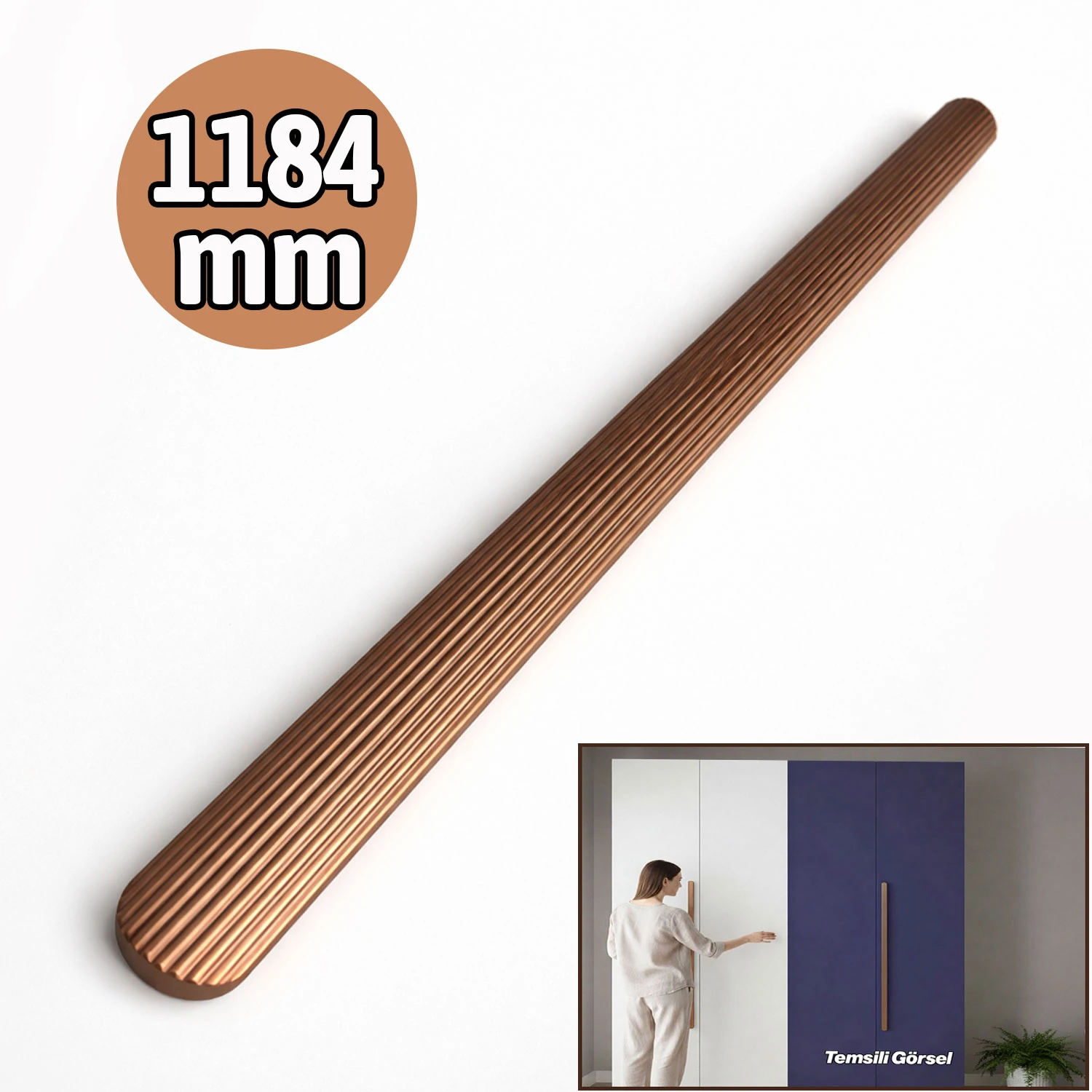 VENTO Saten Bronz Çizgili Çekmece Kulp 1184 mm Uzun Dolap Kulpu