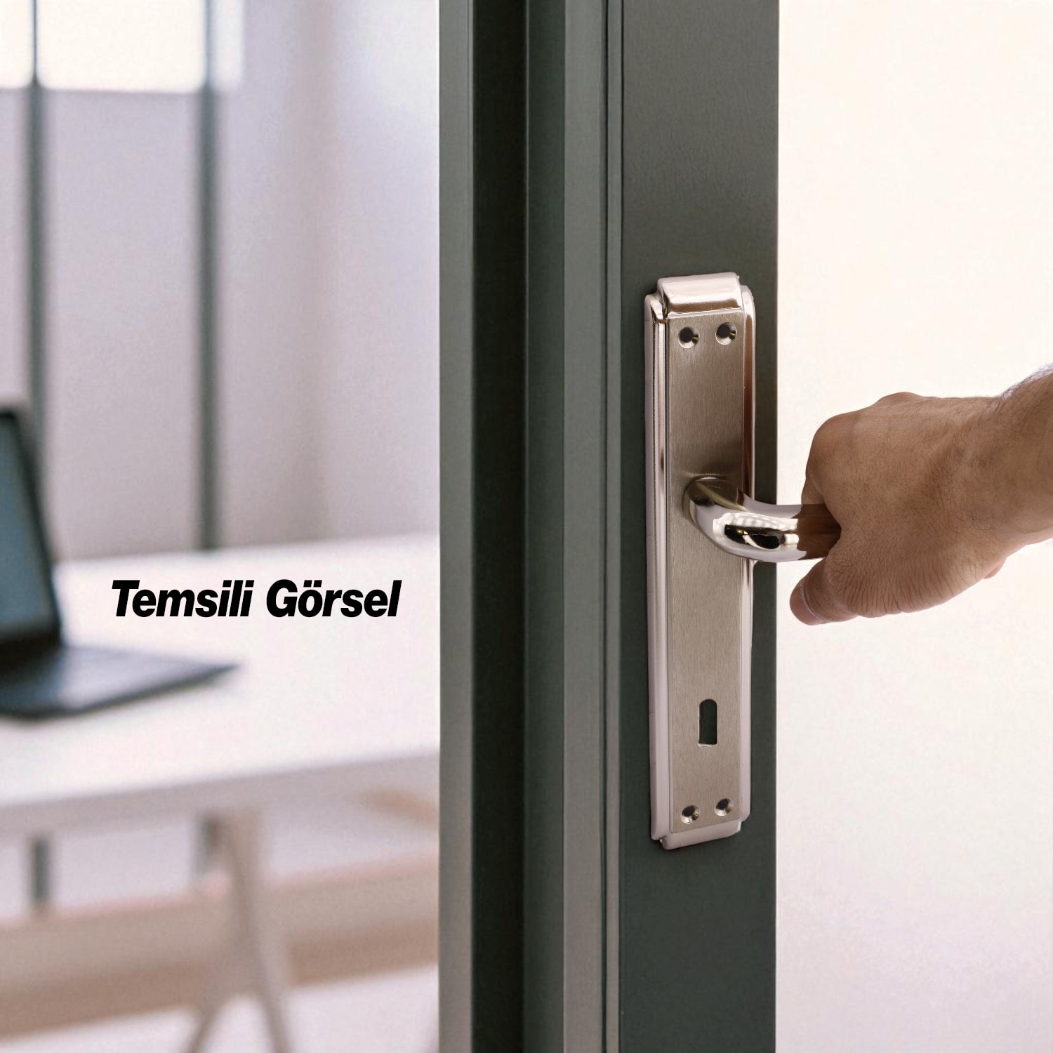 İç Oda Kapı Kolu Aynalı Sağa Sola Uygun Saten Renk Dış Ahşap Pvc Metal Çelik Kapısı Tutamağı 1 Takım