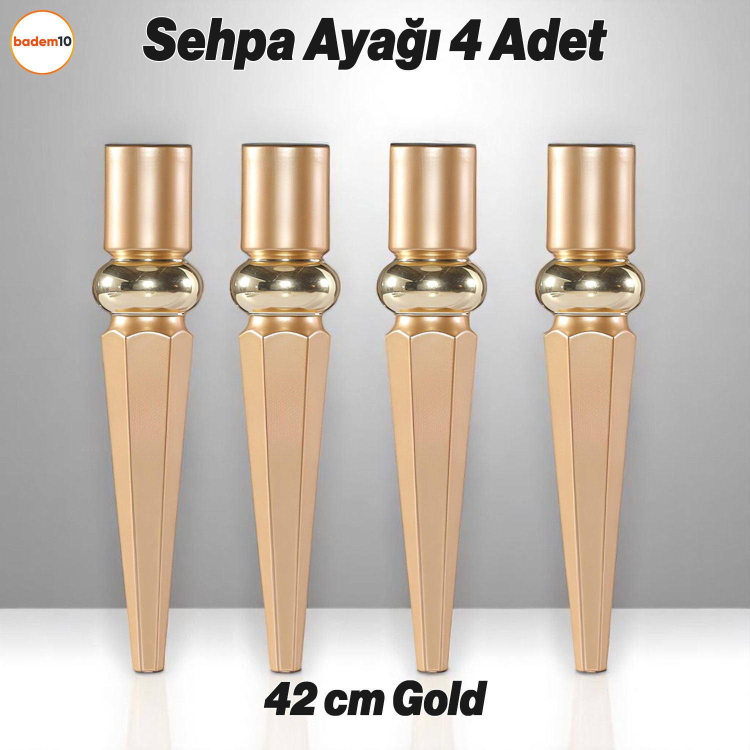 Elips 4 ADET Sehpa Ayağı 42 cm Plastik Gold Altın Masa Ayak Mutfak Sehpası Masası Mobilya Ayakları