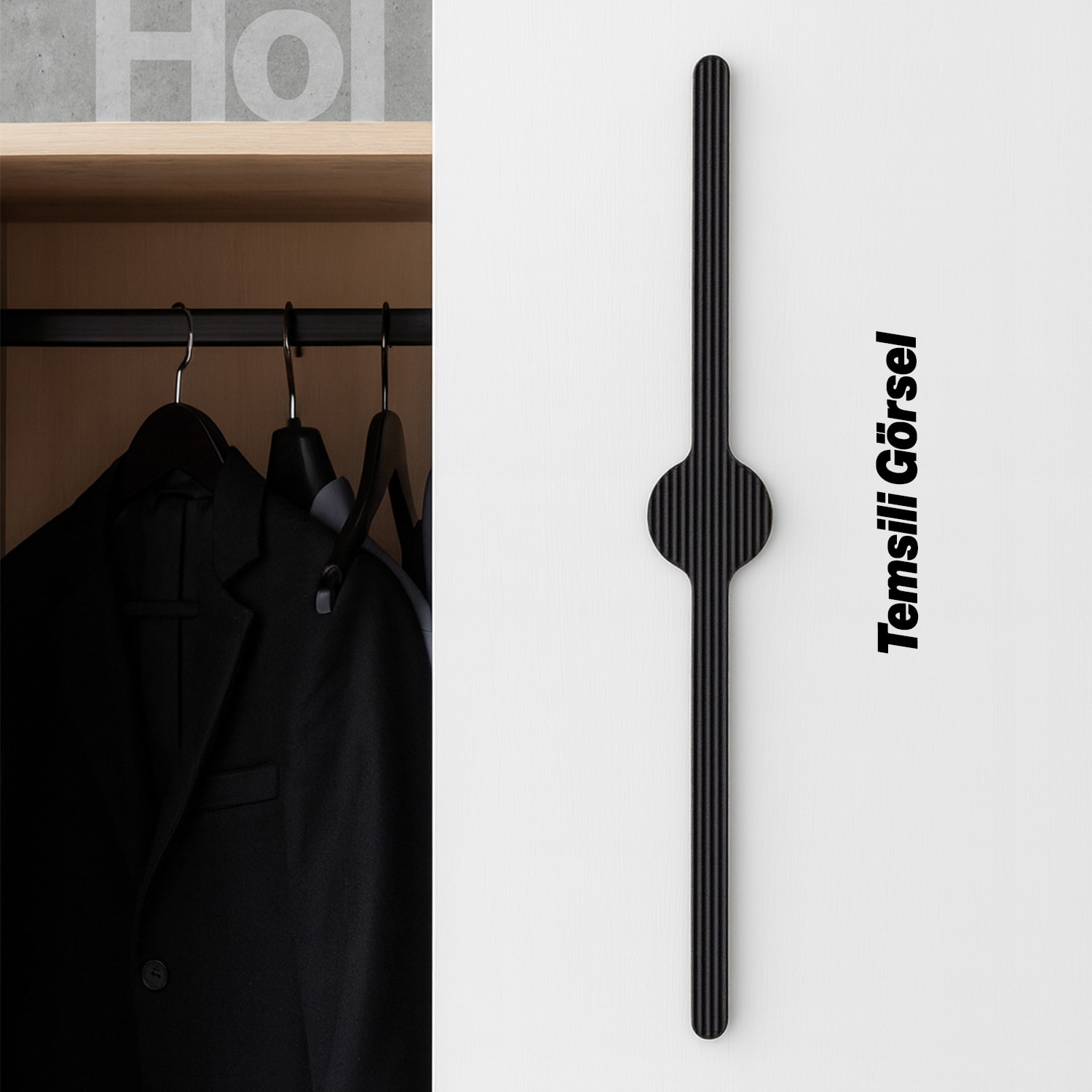 Saral Çizgili Mat Siyah Metal Kulp 320 mm 32 cm Mobilya Çekmece Mutfak Dolabı Dolap Kapak Kulplar