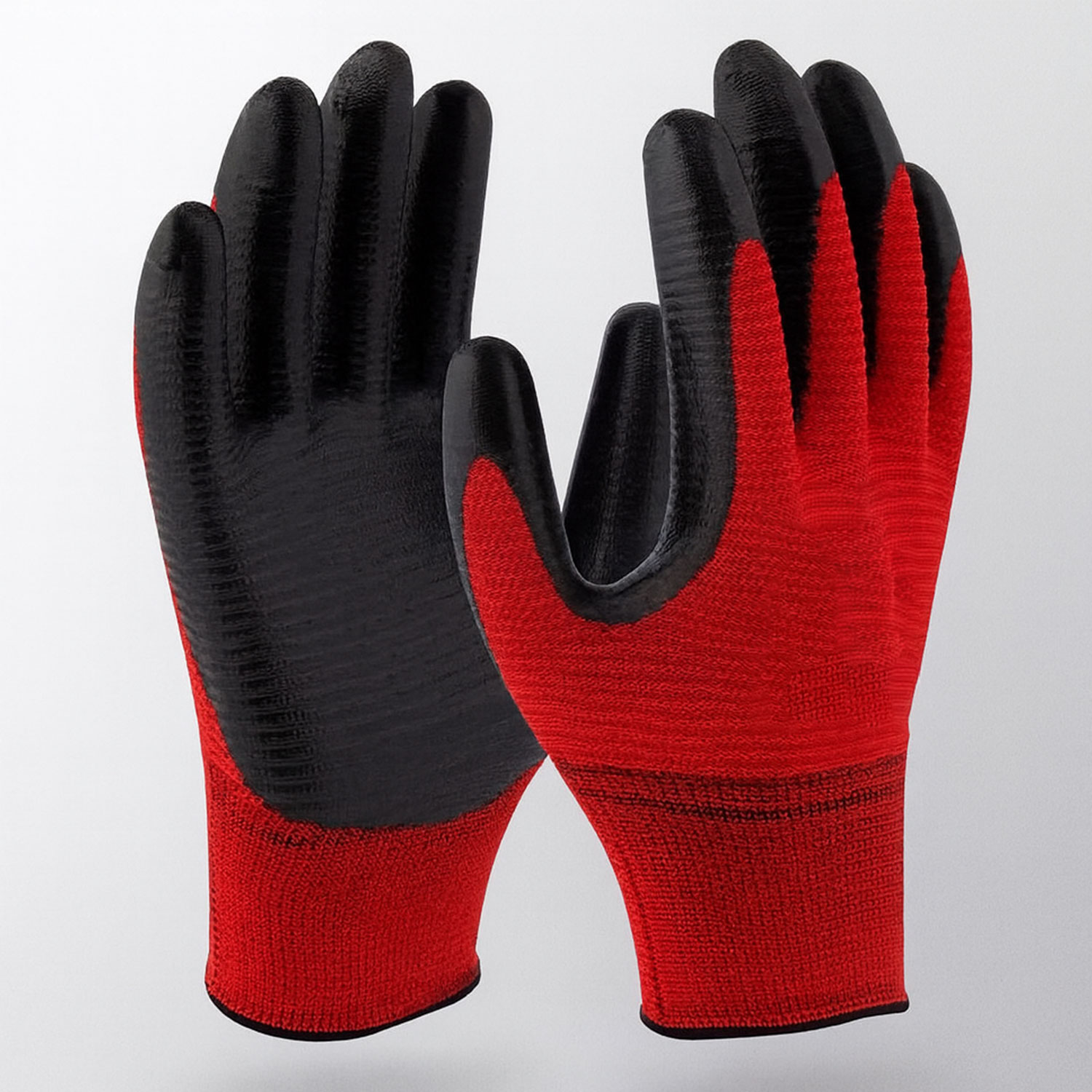 Kırmızı Siyah Zebra Nitril Kaplama İş Eldiveni 10 XL Yüksek Kavrama Esnek Konforlu Çalışma Eldiveni