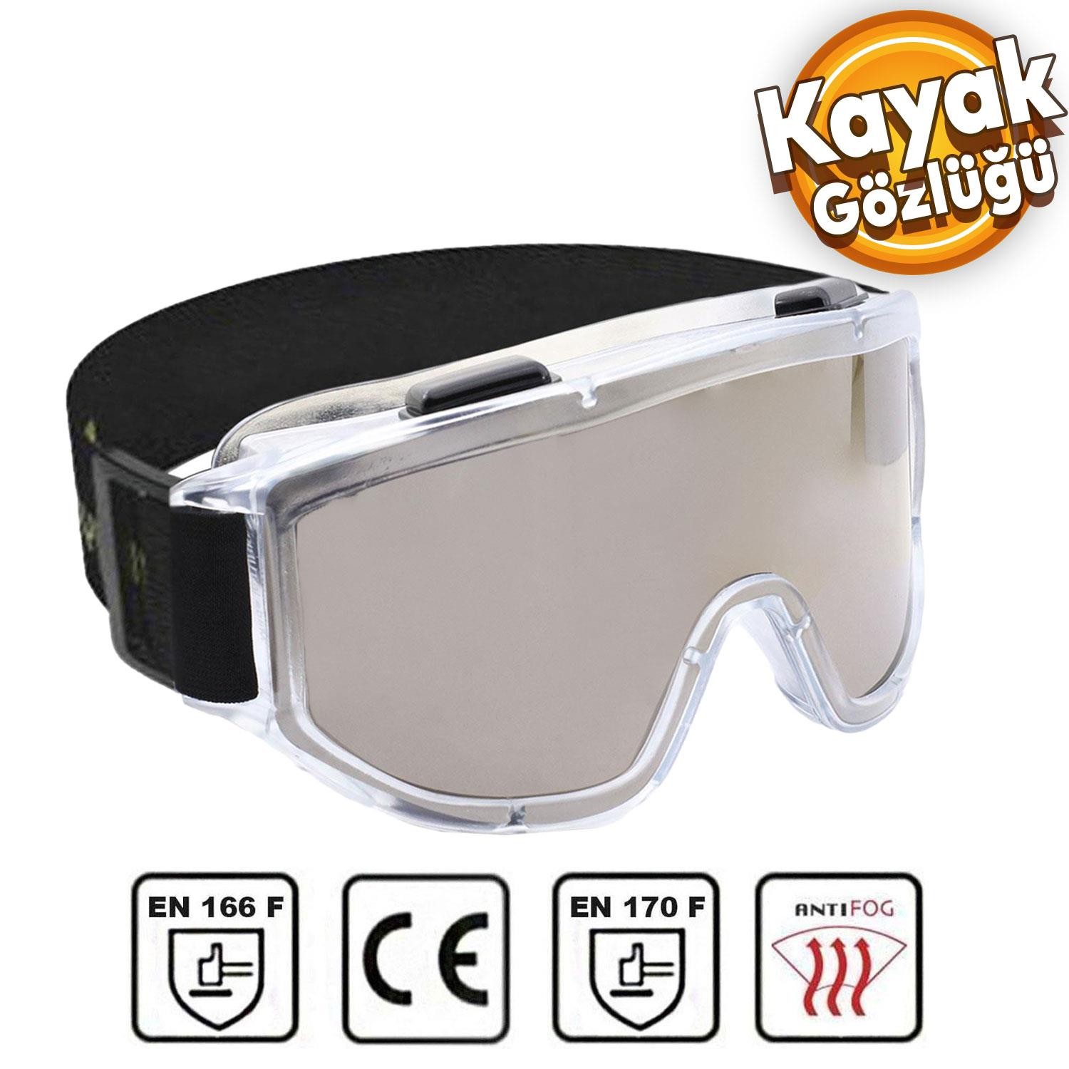 Kayak Gözlüğü Antifog Ventilli Güneş Kar Gümüş Snowboard Glasses Ekonomik Seri Gözlük