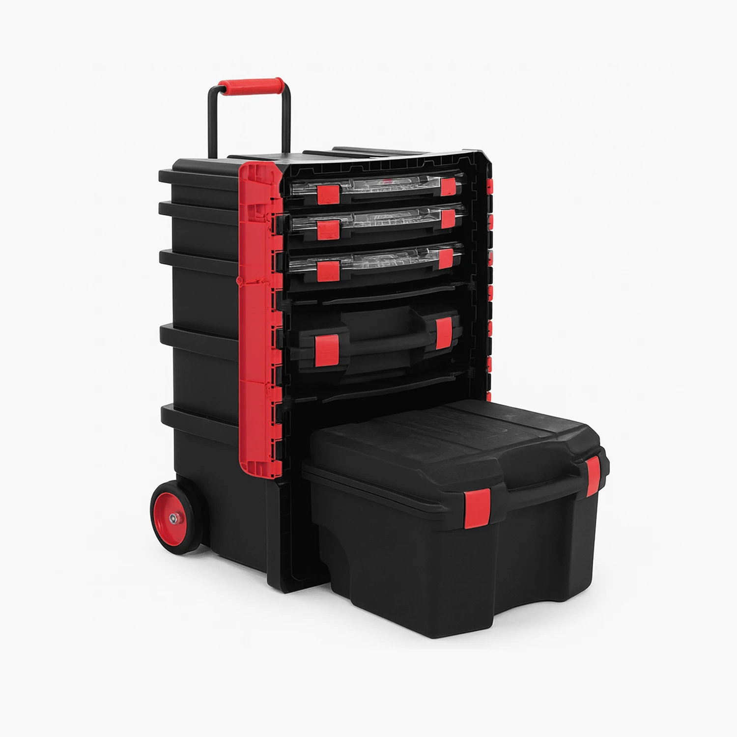 Tekerlekli 5 Katlı Taşınabilir 70 Litre Organizer Bölmeli Kulplu Kilitli Takım Çantası Alet Çanta
