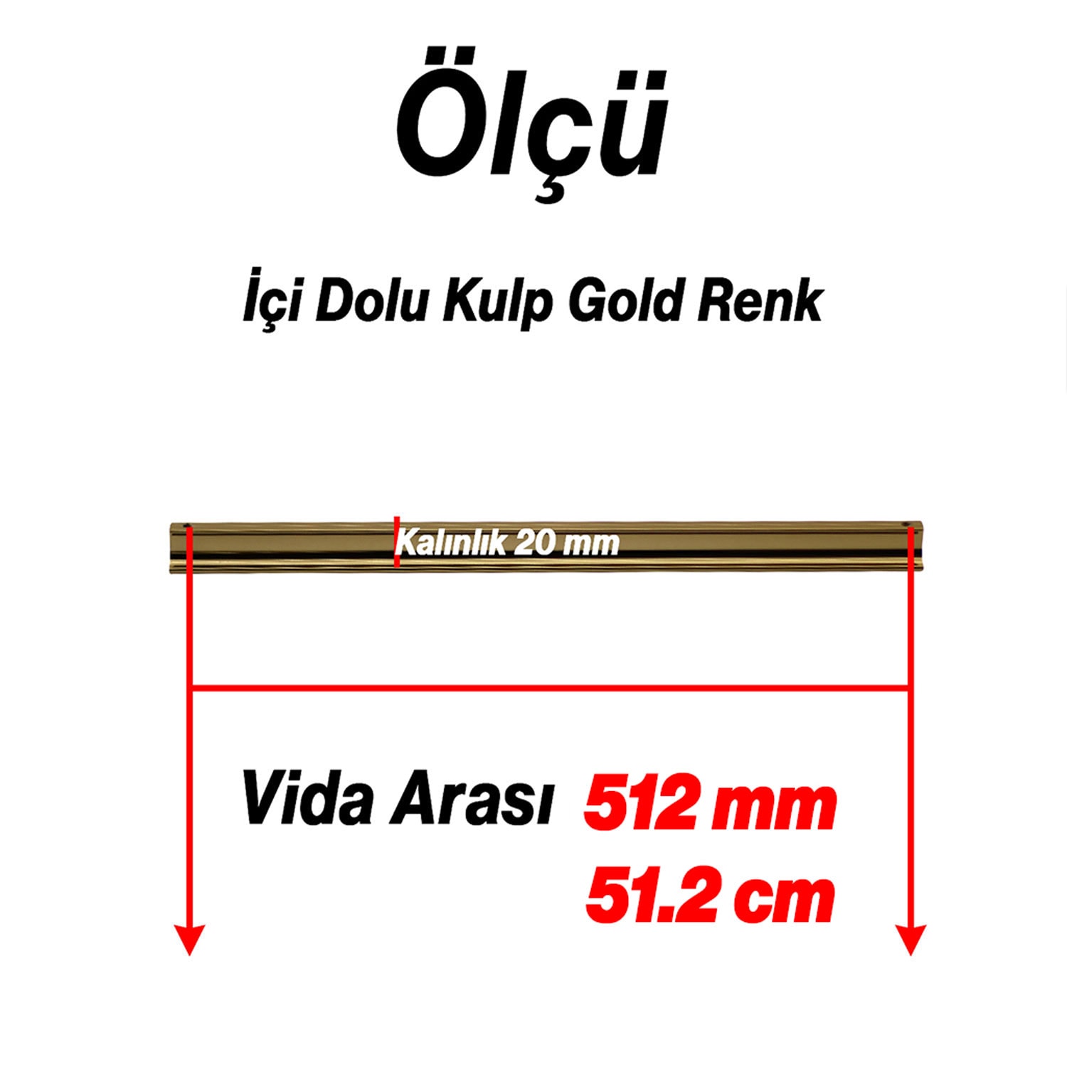Foça Gold Metal 512 mm Uzun Mobilya Kolu Çekmece Dolap Kulpları Mutfak Dolabı Kapak Kulbu Lüks Altın