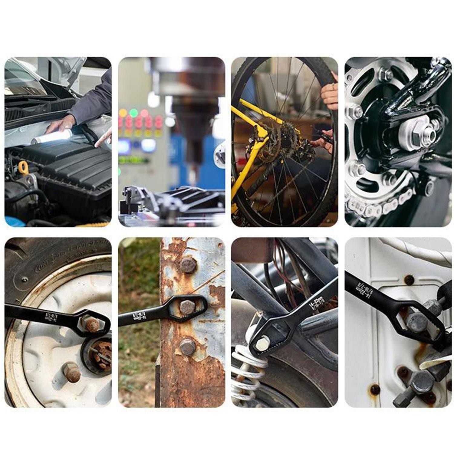 Victor Çift Ağızlı Evrensel Kendinden Sıkma Çok Amaçlı Anahtar Çelik İngiliz Torx Cırcır Anahtarı Krom 8-13 / 14-22 mm
