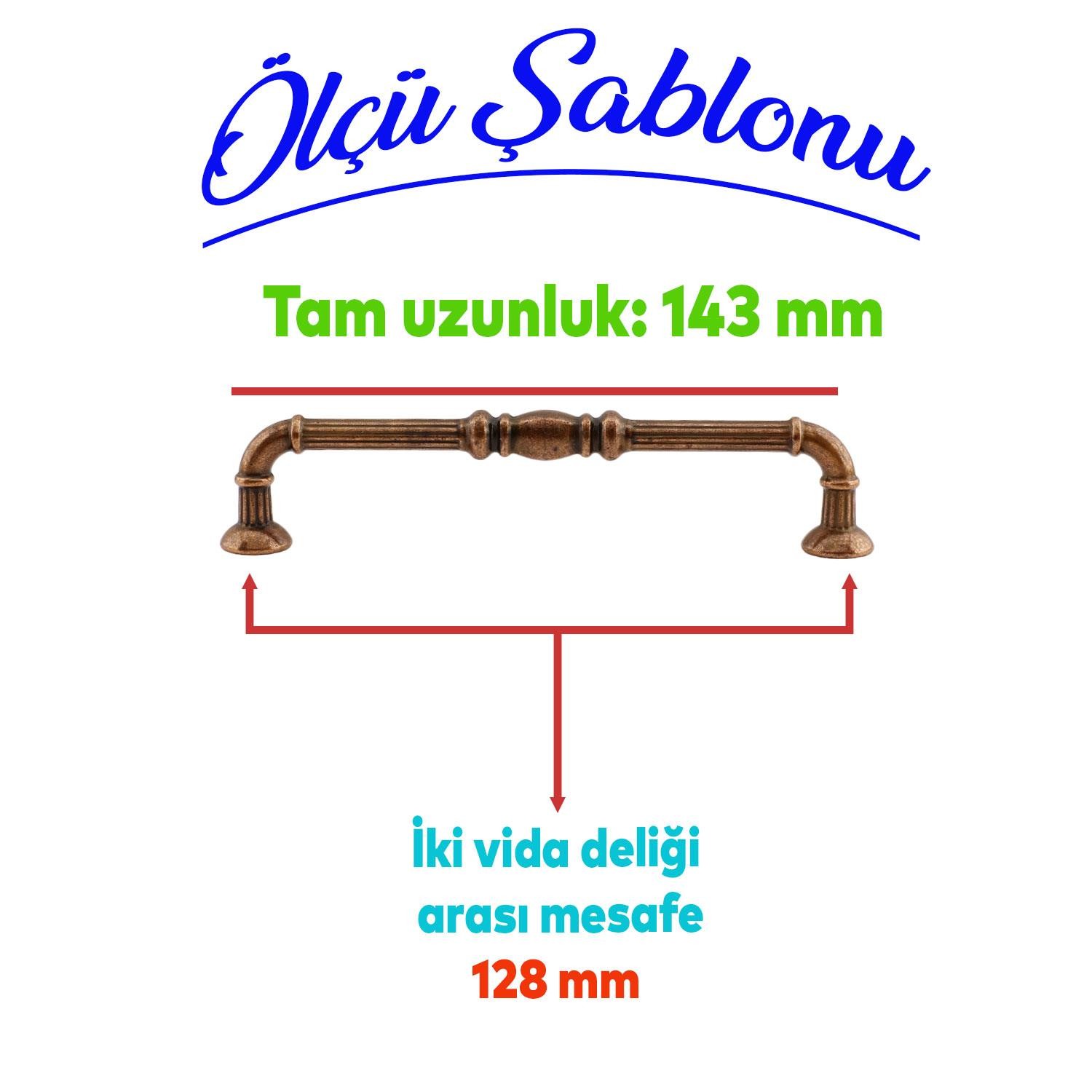 Metax Buket Mobilya Mutfak Dolabı Çekmece Dolap Kapak Kulpu Kulbu Antik Bakır 128 mm Metal Kulp