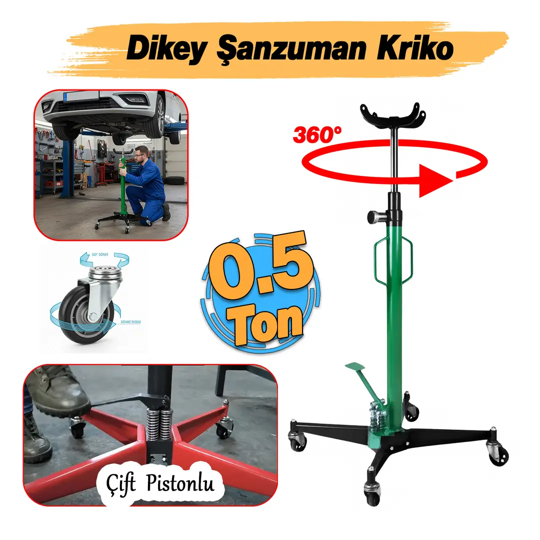 Çift Pistonlu Dikey Şanzuman Krikosu 0.5 Ton Taşıma 1.164 - 1.981
