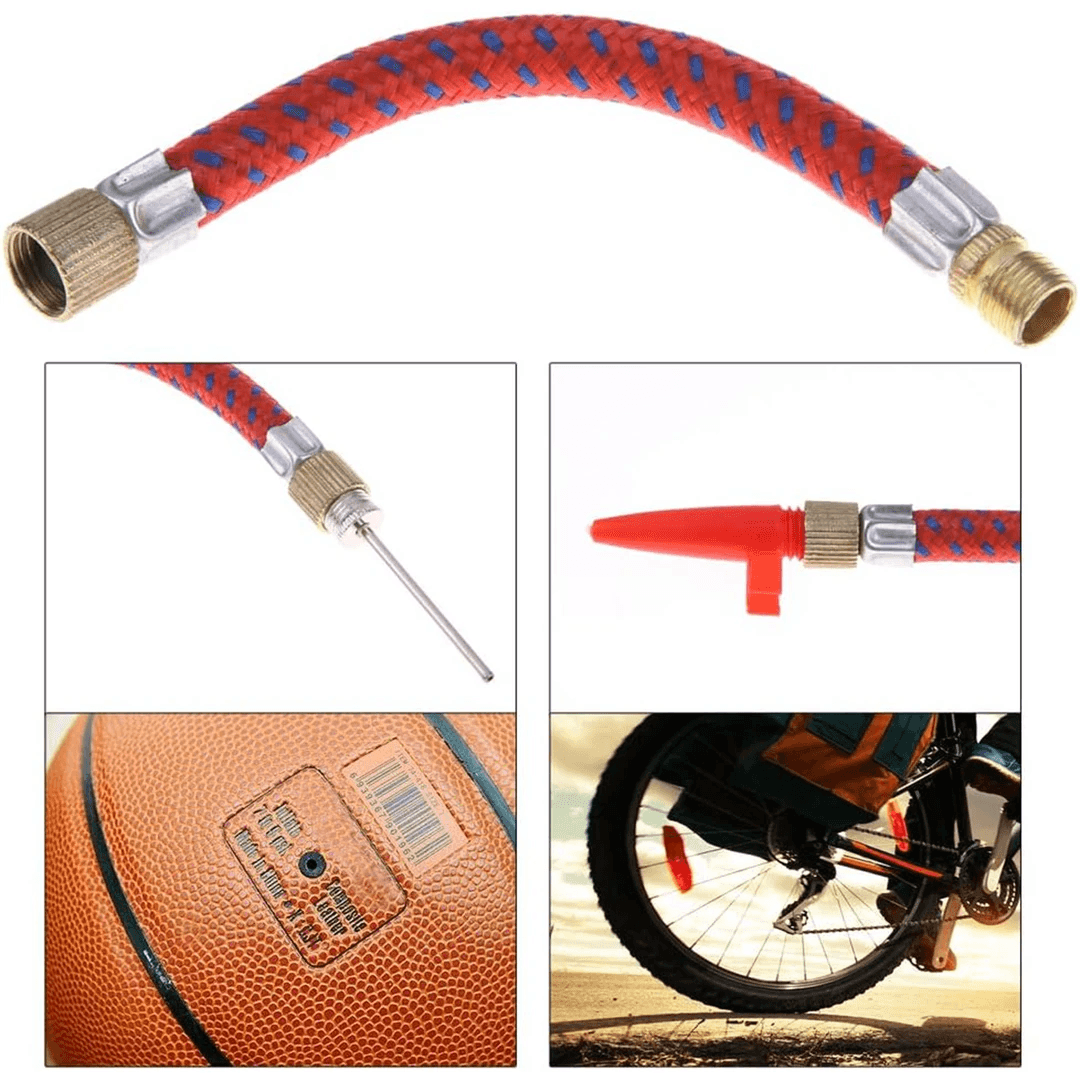 Bisiklet Pompası 6'lı Uç Seti El Tipi Ayak Tutamaklı Metal Borulu Top Lastik Şambrel Şişirme Uçlu