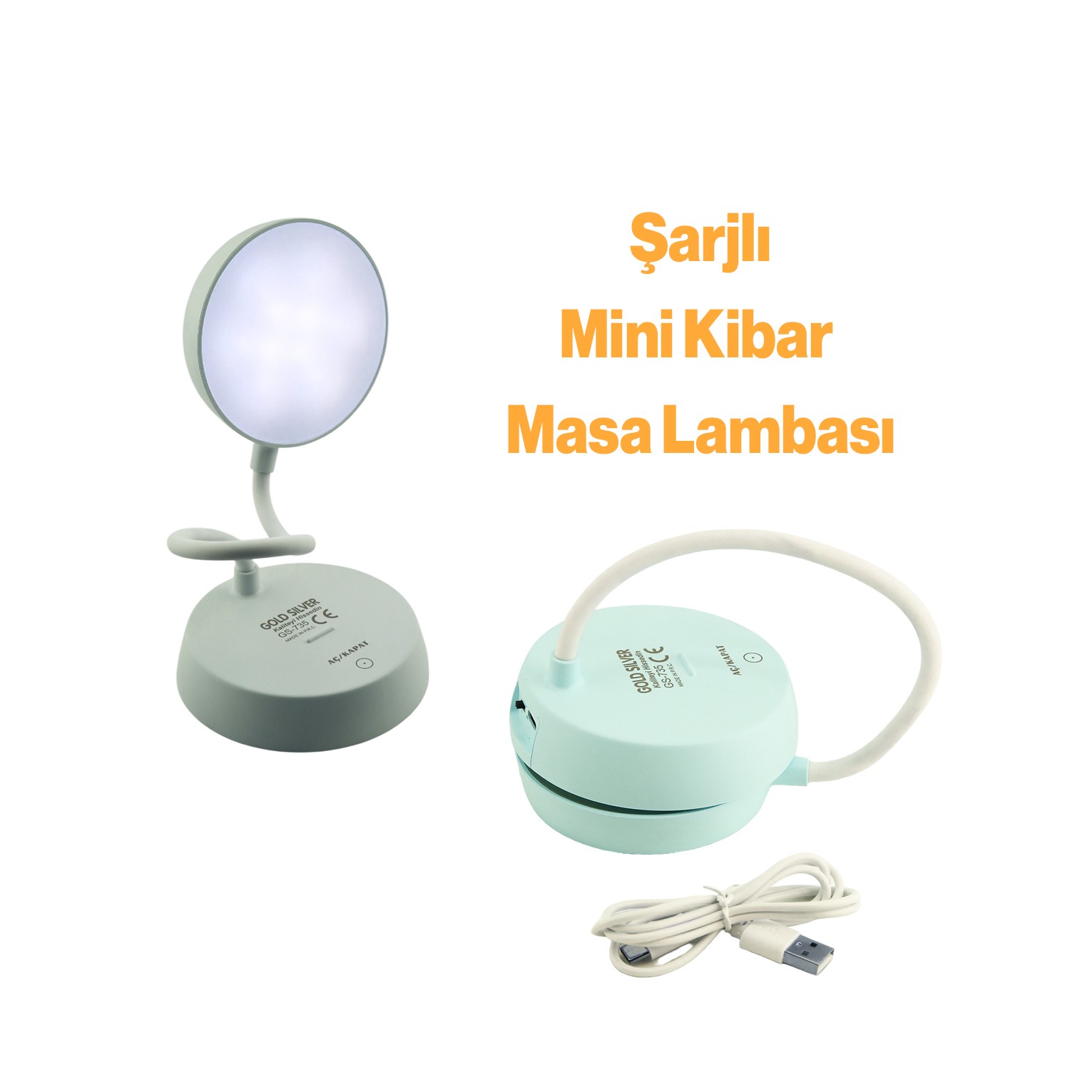 Şarjlı Akrobat 360° Masa Üstü Yeşil Renk Lamba 3 Kademe Dokunmatik Çalışma Okuma Işığı Soft Işık