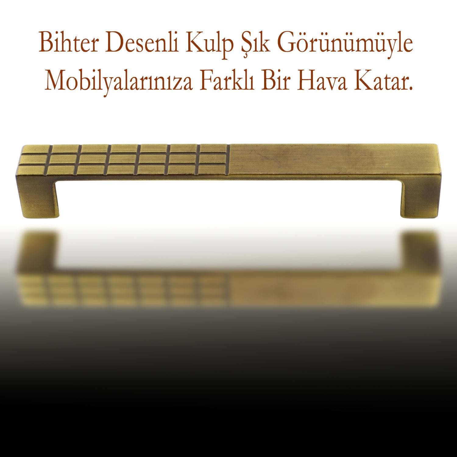 Desenli Bihter Mobilya Mutfak Dolabı Çekmece Dolap Kapak Kulpu Kulbu Metal Kulp 128 mm Antik Sarı