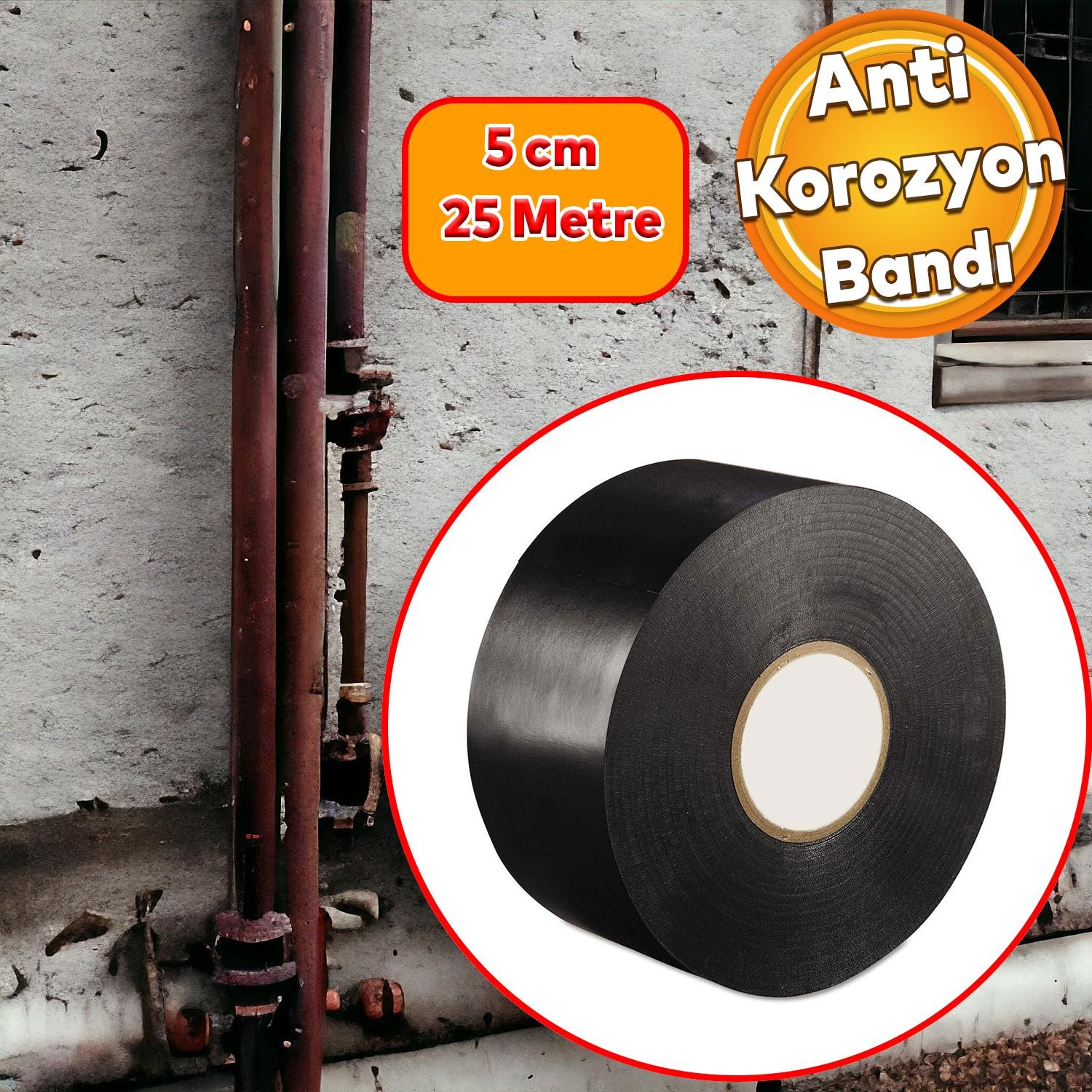 Ruvitape Anti korozyon Bandı Pvc Metal Boru Pas Önleme İzolasyon Sarma Bant 50 mm x 25 MT