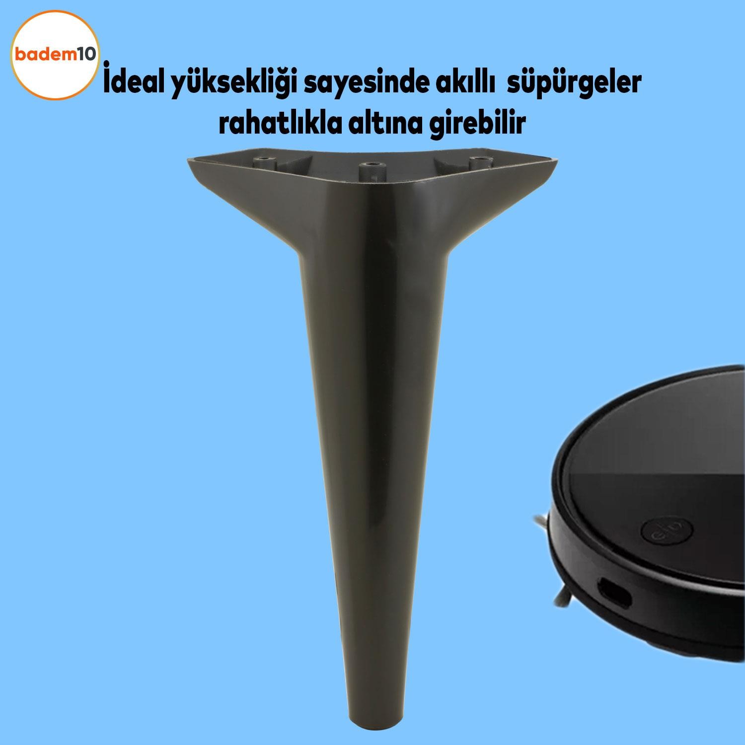 Aspen Lüks Mobilya Kanepe Koltuk Tv Ünitesi Konsol Yükseltici Ayağı Ayakları 24 Cm Siyah Ayak