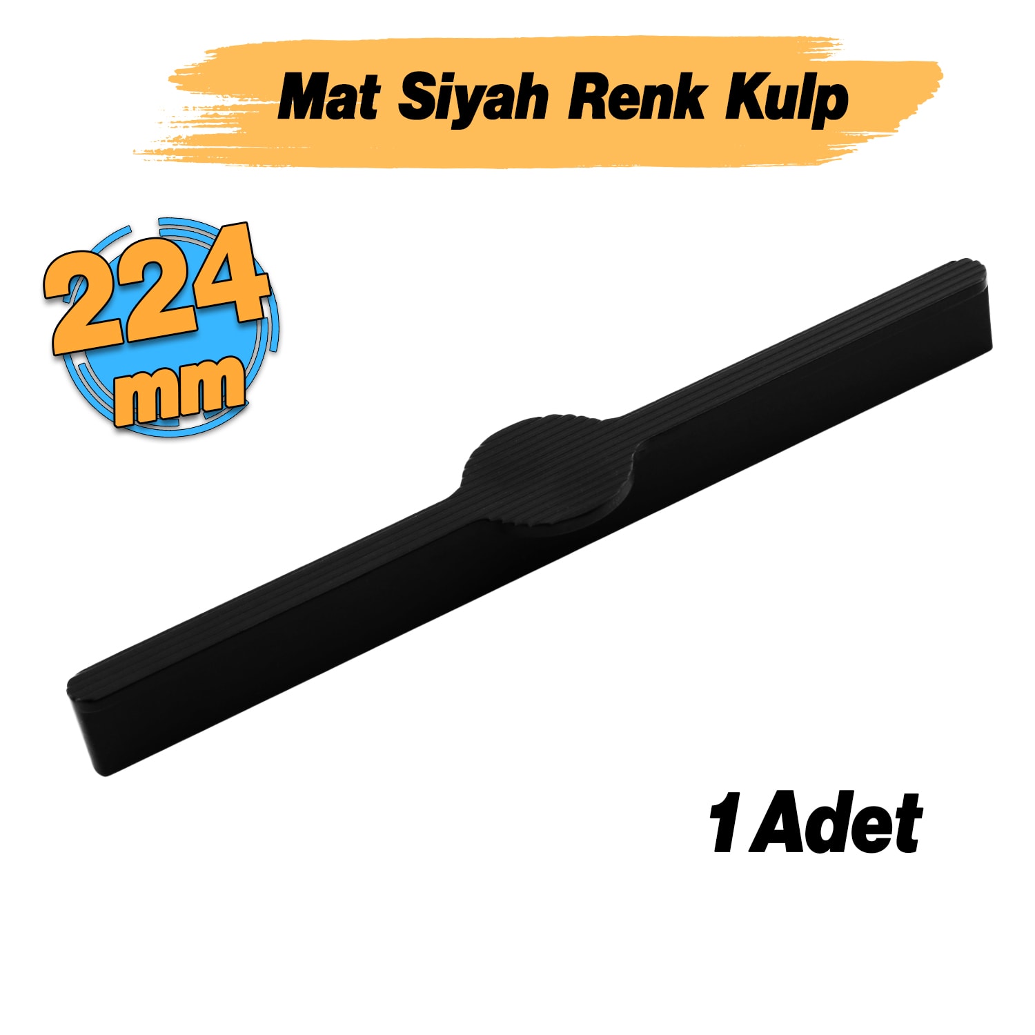 Saral Çizgili Mat Siyah Metal Kulp 224 mm 22.4 cm Mobilya Çekmece Mutfak Dolabı Dolap Kapak Kulplar