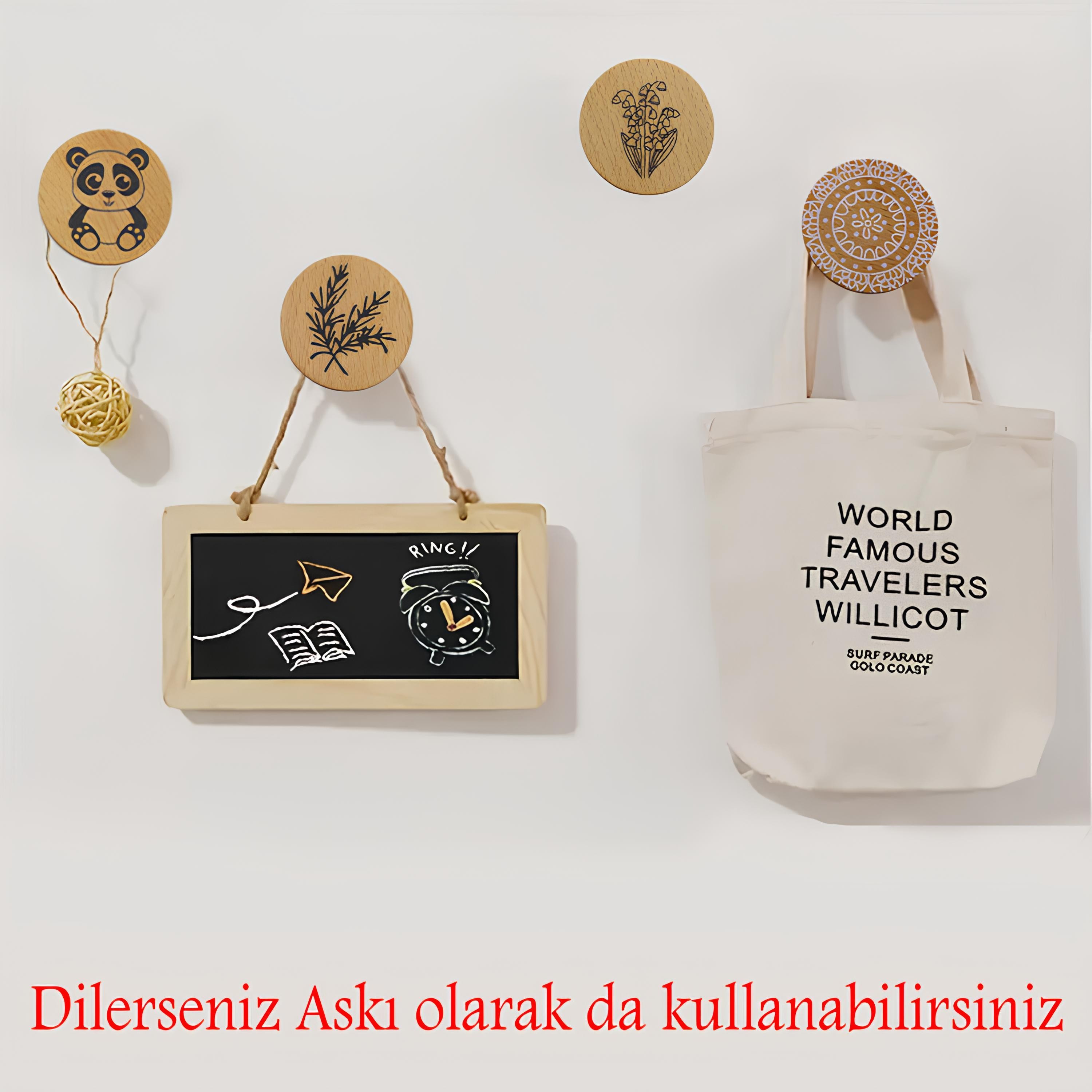 Ahşap Kulp Düğme Panda Desenli Çocuk Odası Çekmece Mutfak Mobilya Dolap Kulpu Kulbu Kulpları 10 ADET