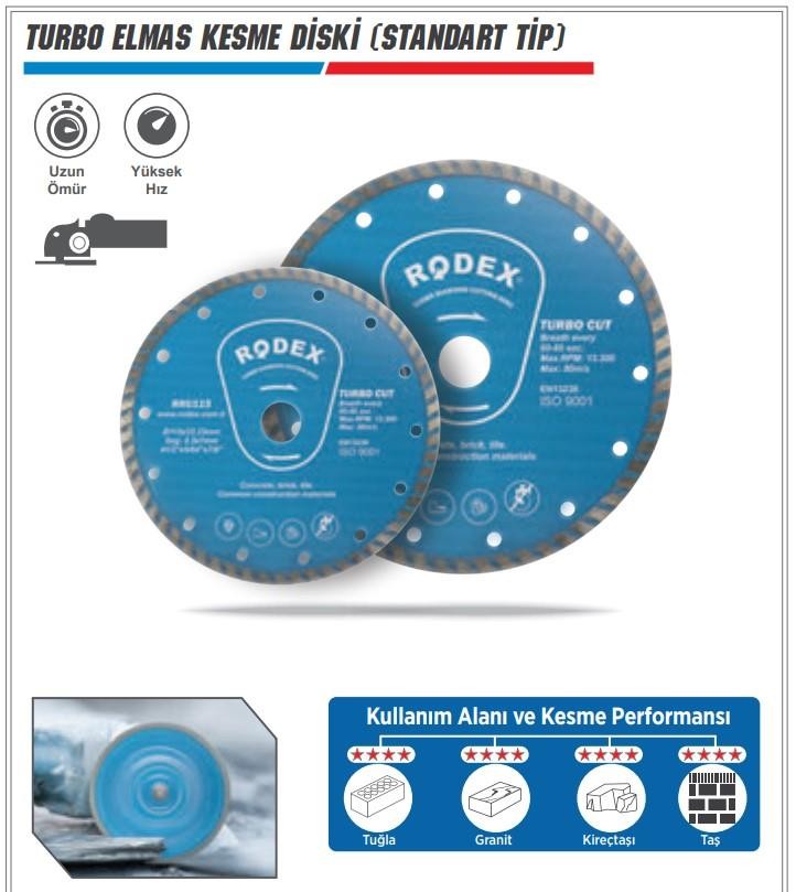 Rodex RRU115 Turbo Elmas Beton Tuğla Kesme Kesici Diski 115 mm