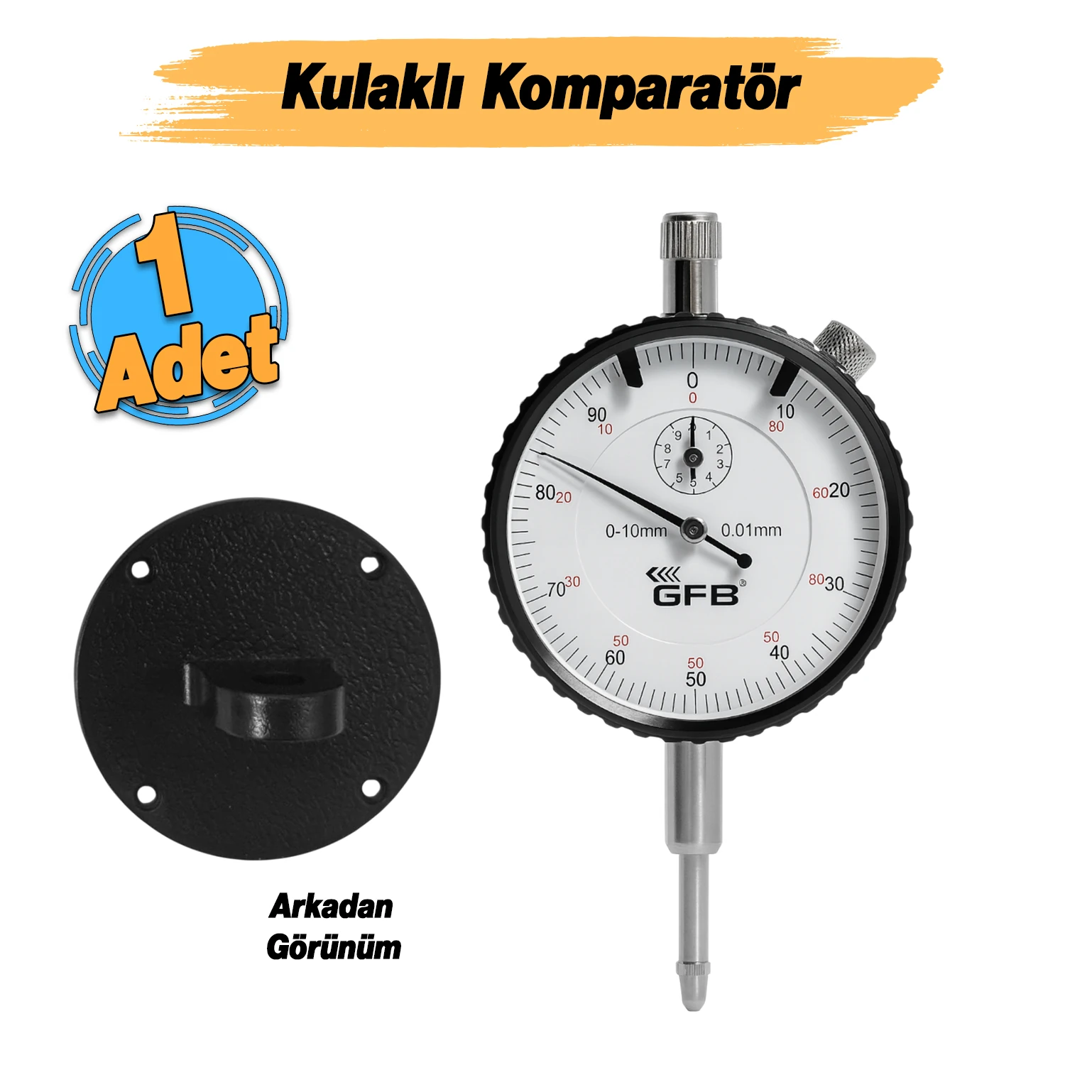 Mekanik Analog İbreli Kulaklı Komparatör Saati 0.1 mm-10 mm Mekanik Kadranlı Çevrimli Ölçüm Ayaksız