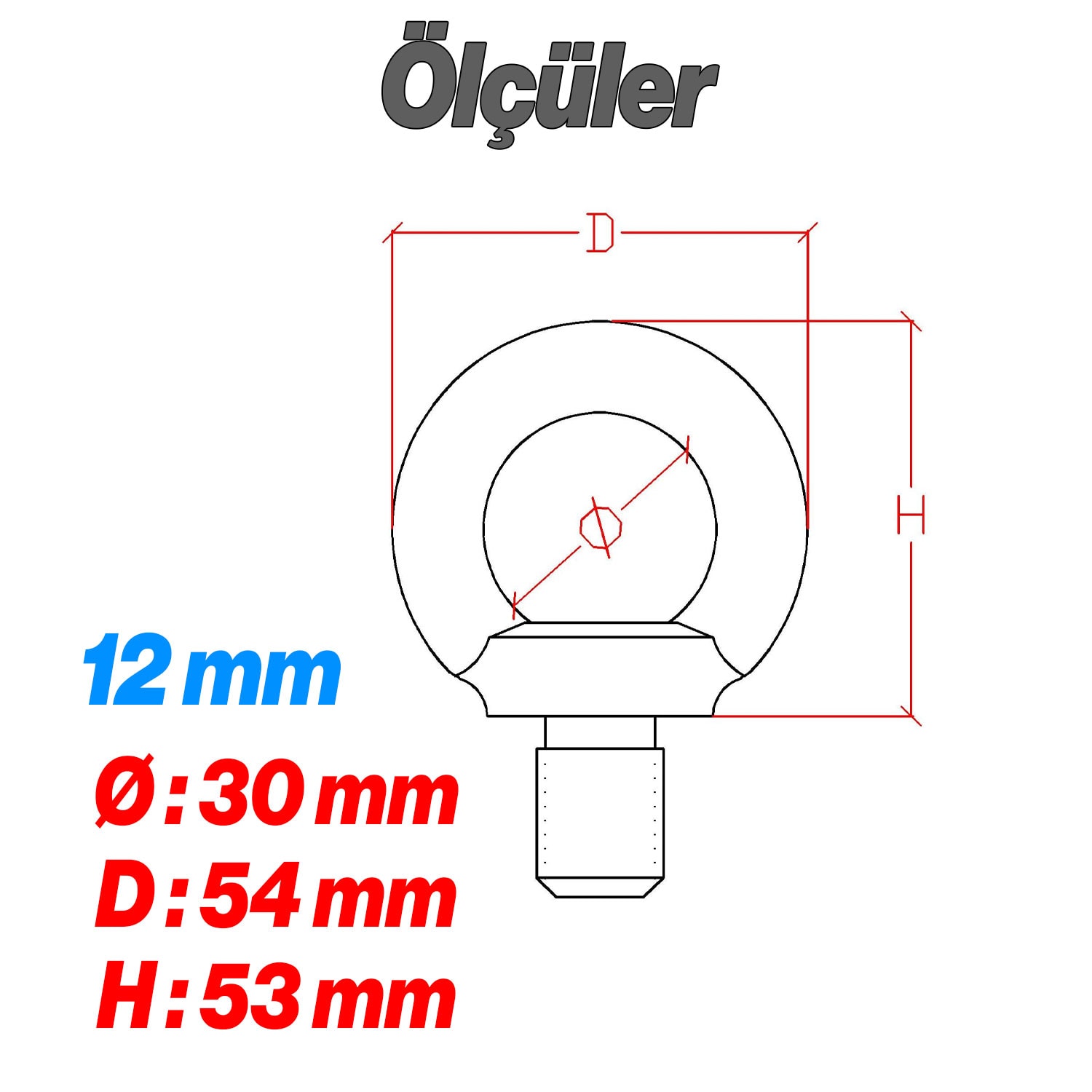Metal Halka Civata Aybolt 5 ADET 12 mm Aybolt Civatası Paslanmaz Çelik Montaj Sabitleme Bağlantısı