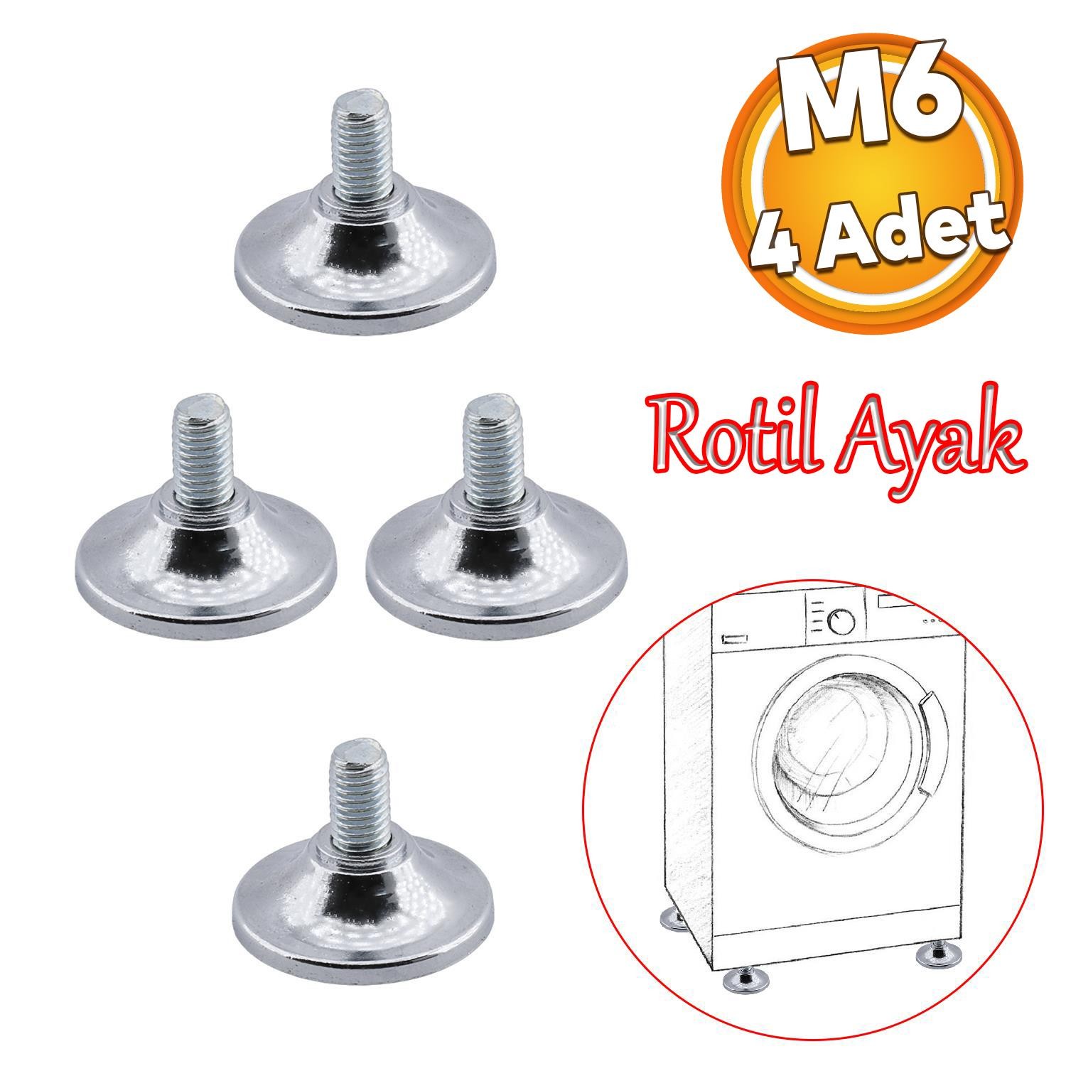 Küçük Rotil Ayak M6 Civatalı 6 mm Metal Beyaz Eşya Raf Reyon Mobilya Profil Ayağı 1.5 cm (4 Adet)